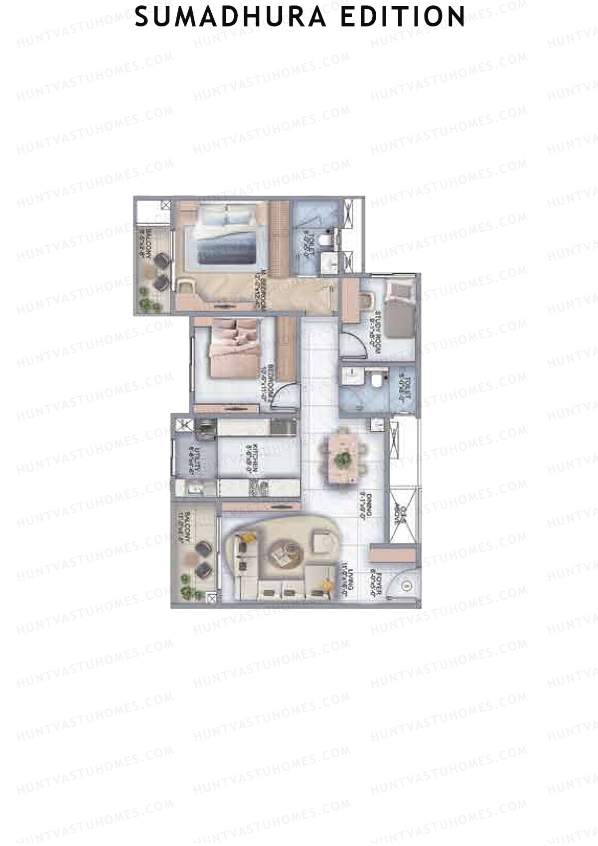 Sumadhura Edition, Wing C Carina, Unit 5, 2BHK, Super Area 1490   sq ft 