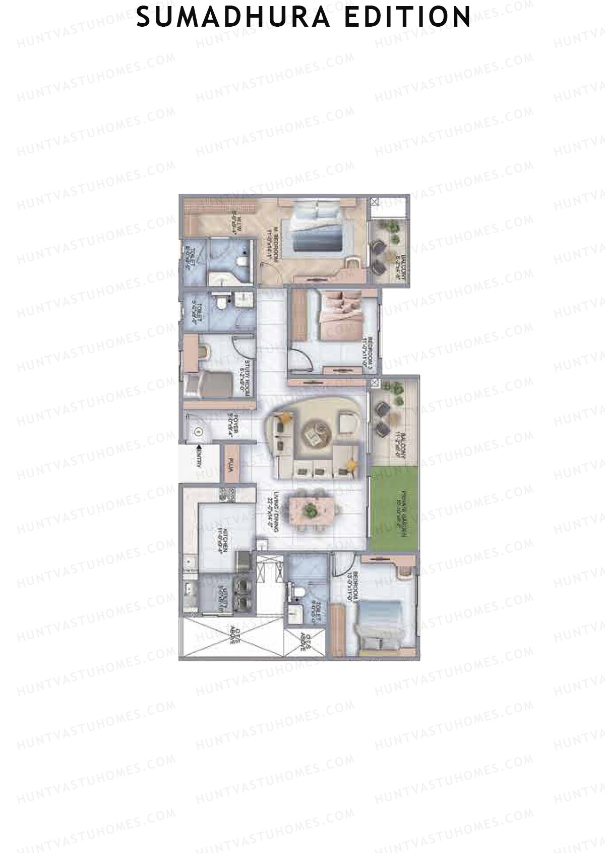 Sumadhura Edition, Wing C Carina, Unit 6, 3BHK, Super Area 2090   sq ft 