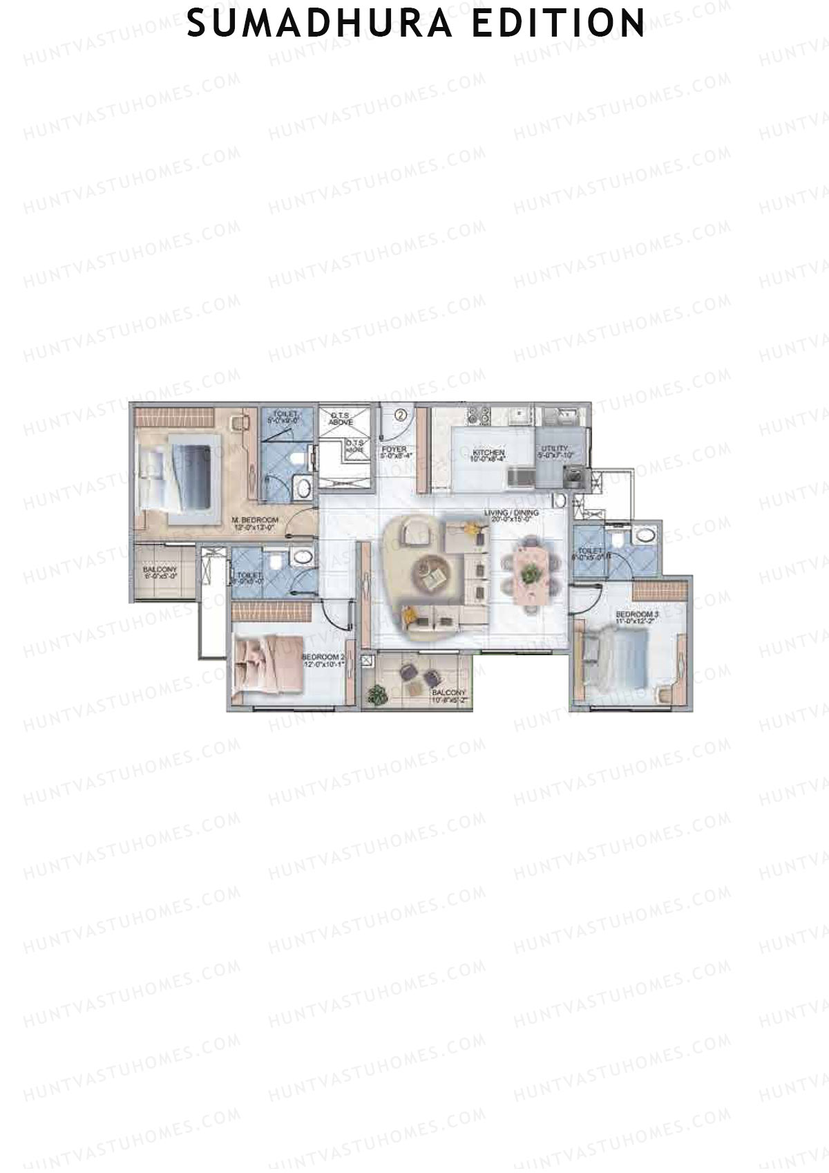 Sumadhura Edition, Wing I Orion, Unit 2, 3BHK, Super Area 1730   sq ft 