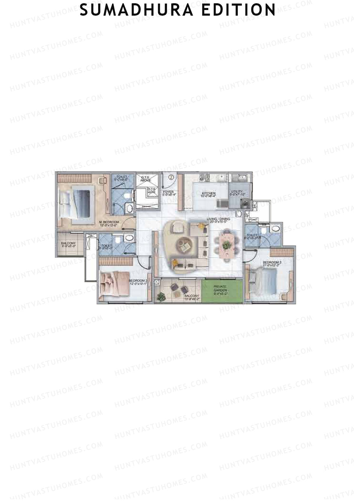 Sumadhura Edition, Wing I Orion, Unit 2, 3BHK, Super Area 1760   sq ft 