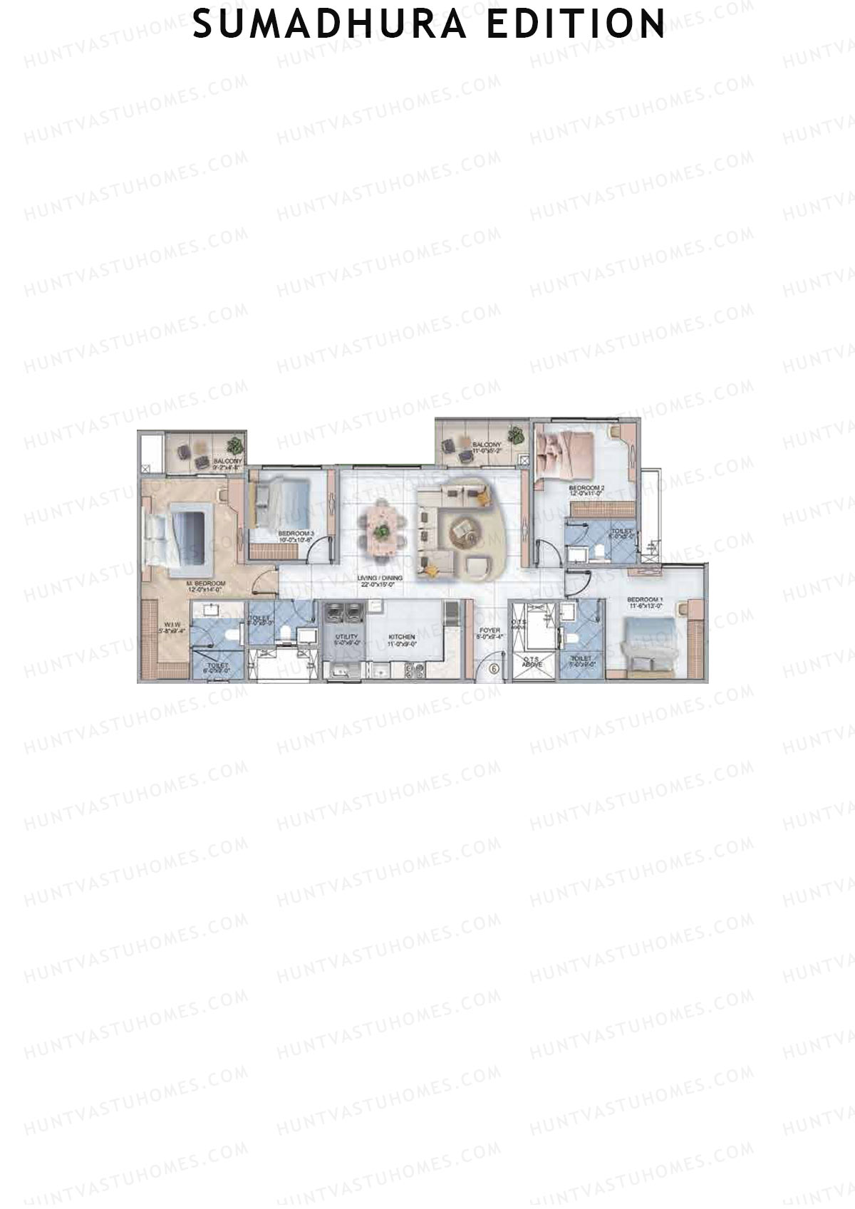 Sumadhura Edition, Wing I Orion, Unit 6, 4BHK, Super Area 2260   sq ft 