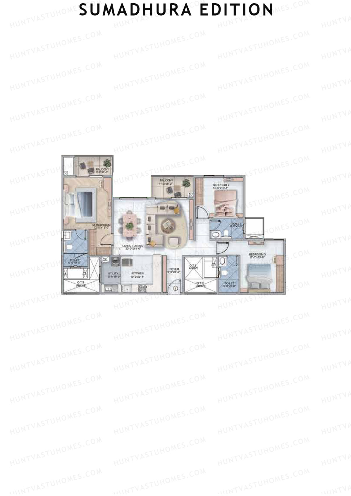 Sumadhura Edition, Wing I Orion, Unit 7, 3BHK, Super Area 1845   sq ft 