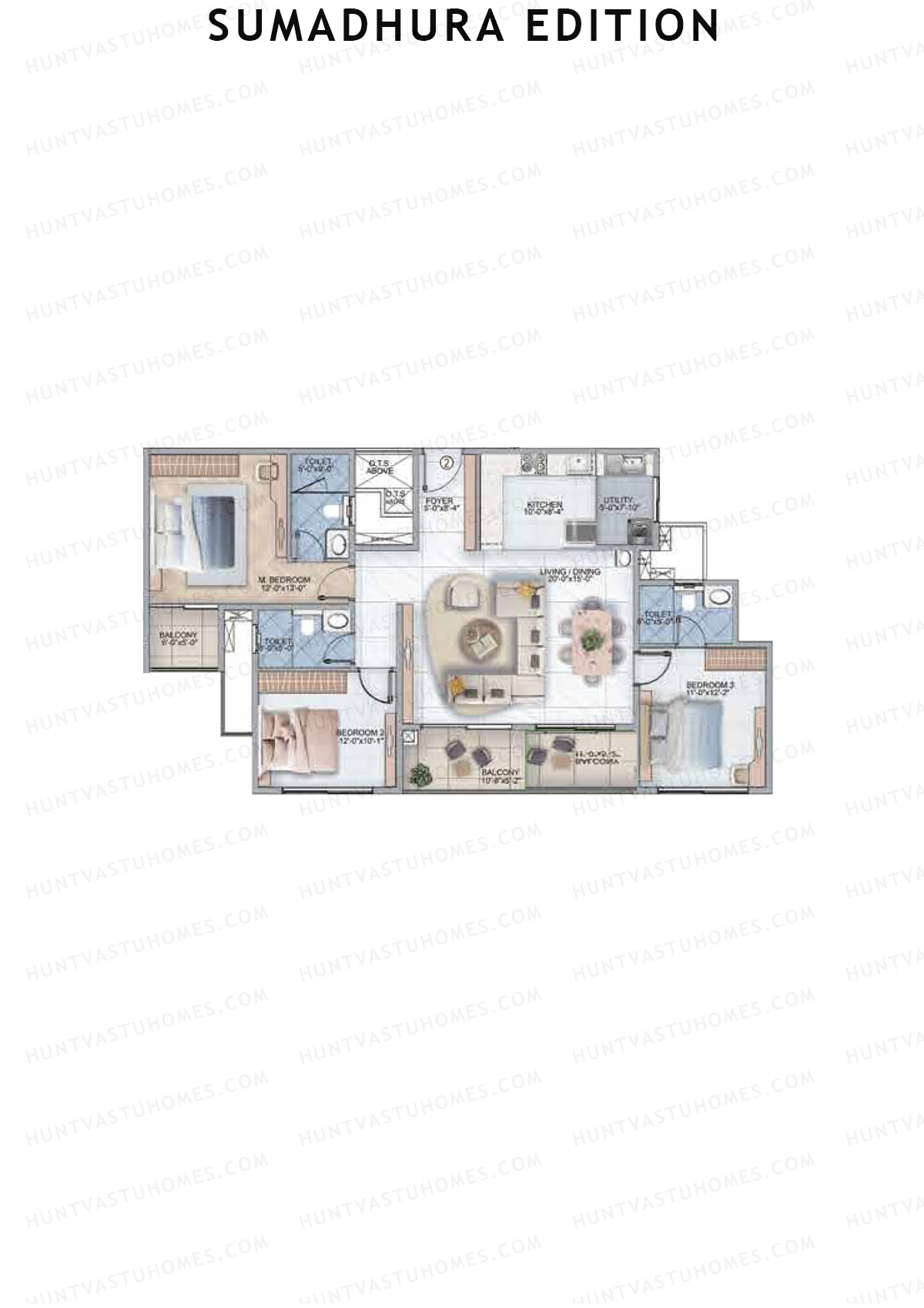 Sumadhura Edition, Wing K Vela, Unit 2, 3BHK, Super Area 1760   sq ft 