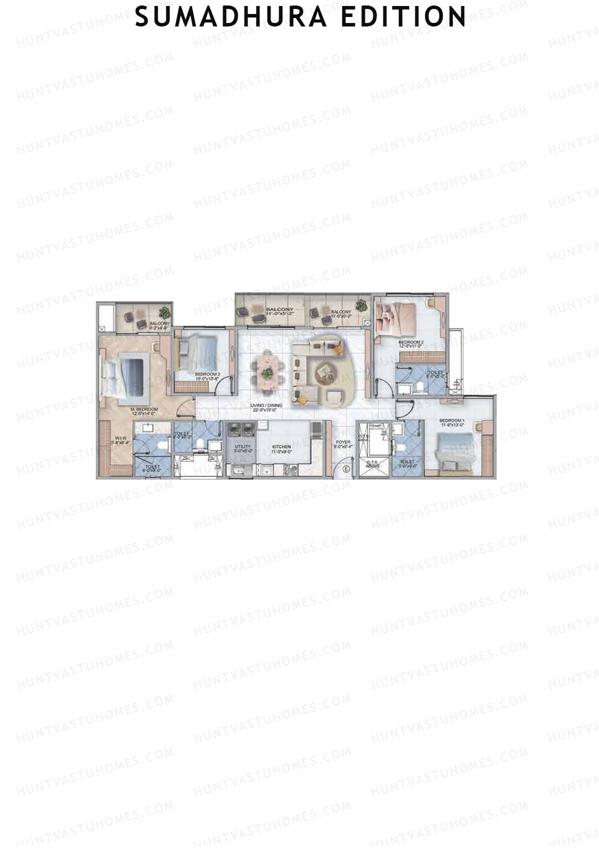 Sumadhura Edition, Wing K Vela, Unit 6, 4BHK, Super Area 2295   sq ft 