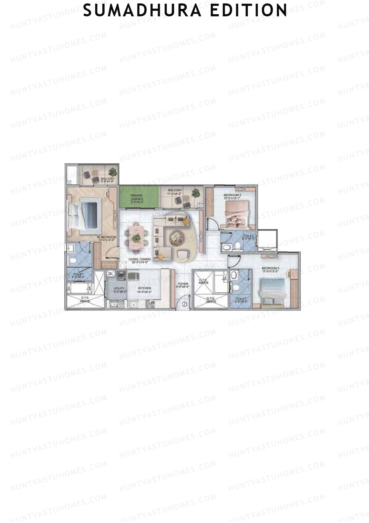 Sumadhura Edition, Wing K Vela, Unit 7, 3BHK, Super Area 1875   sq ft 