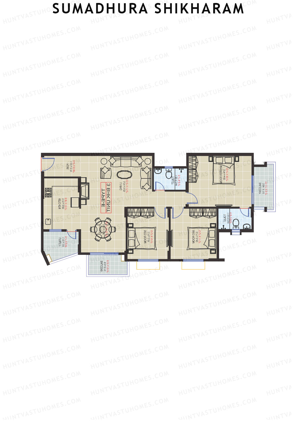Sumadhura Shikharam Block C Unit 1 (Type E) Floor Plan