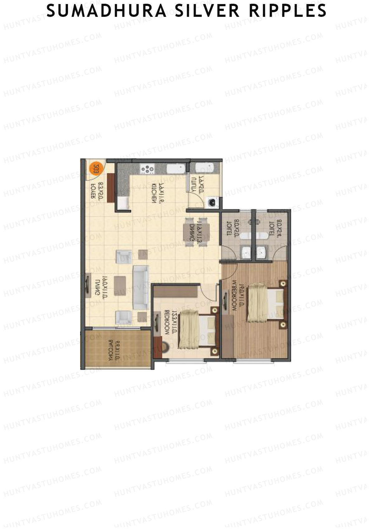Sumadhura Silver Ripples, Block C, Unit 2, 2BHK, Super Area 1340   sq ft 