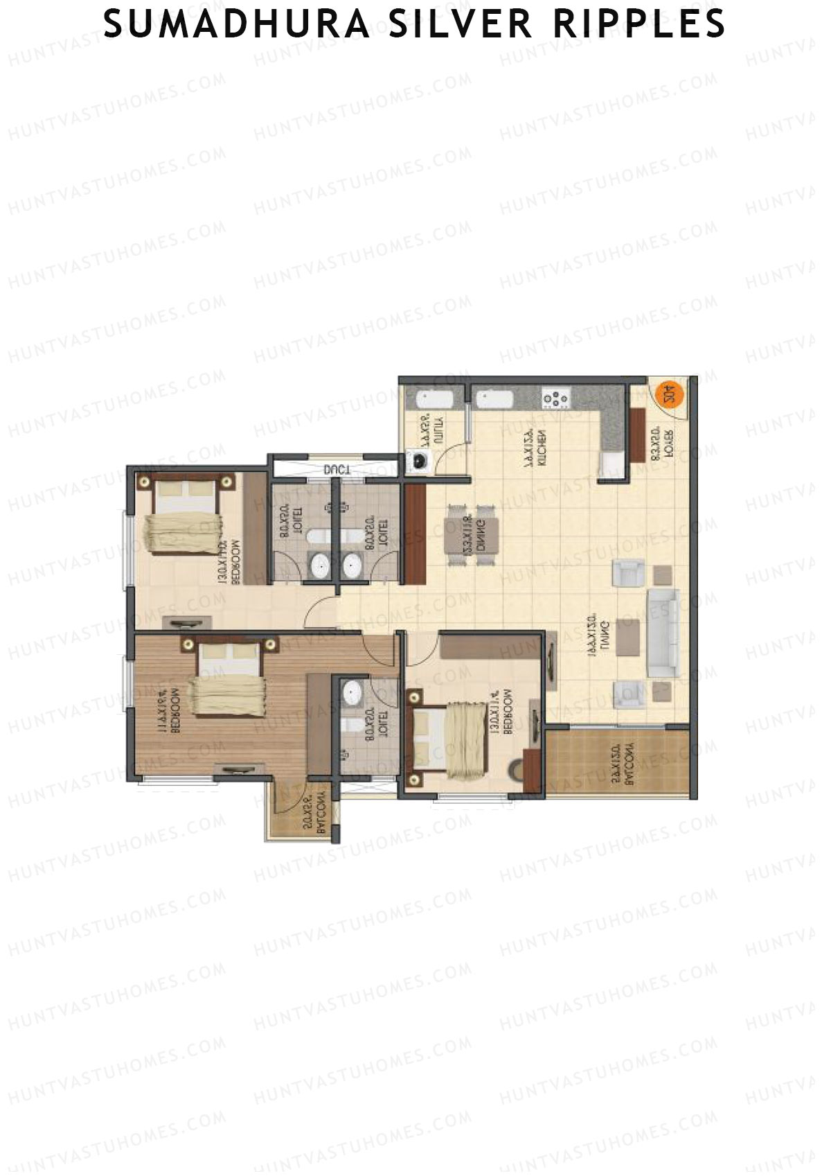 Sumadhura Silver Ripples, Block C, Unit 3, 3BHK, Super Area 1805   sq ft 