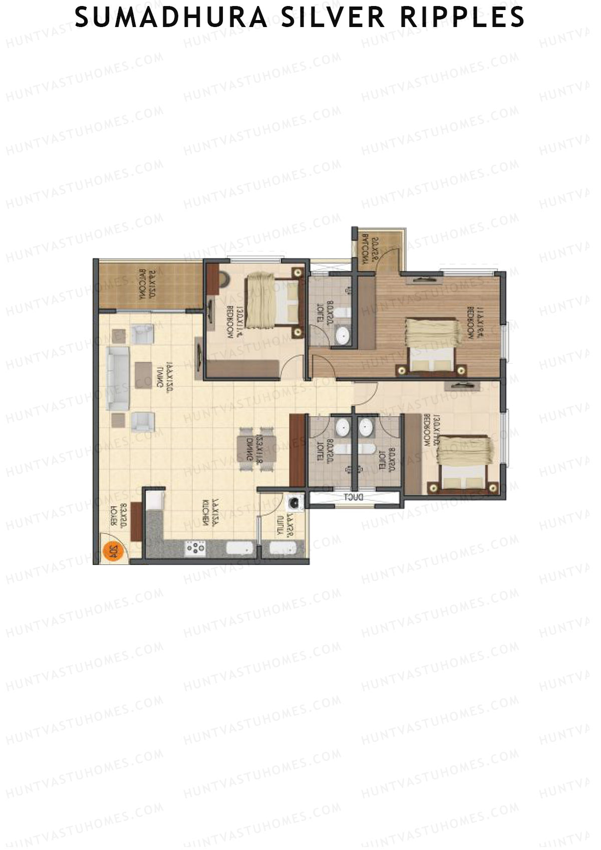 Sumadhura Silver Ripples, Block D, Unit 1, 3BHK, Super Area 1805   sq ft 