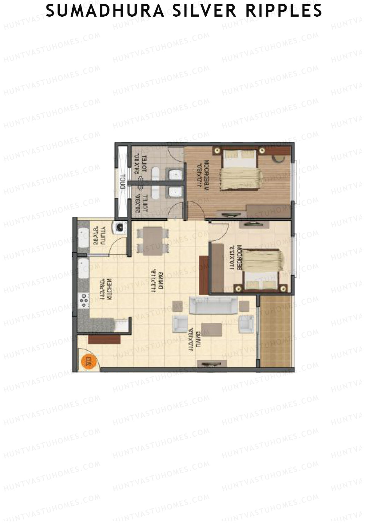 Sumadhura Silver Ripples, Block G, Unit 2, 2BHK, Super Area 1320   sq ft 