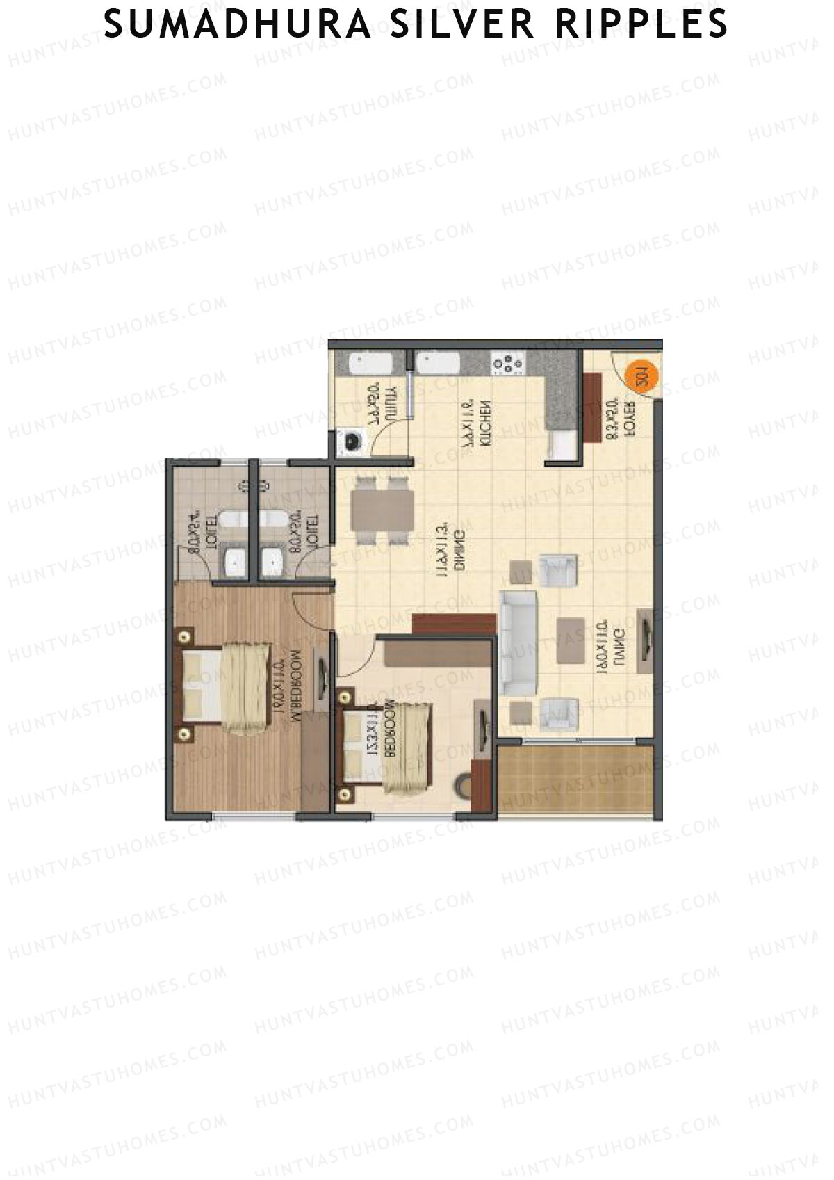 Sumadhura Silver Ripples, Block G, Unit 4, 2BHK, Super Area 1320   sq ft 
