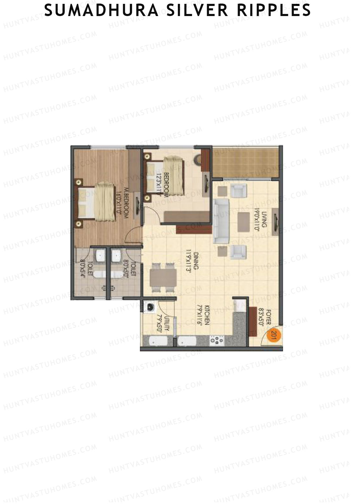 Sumadhura Silver Ripples, Block H, Unit 1, 2BHK, Super Area 1320   sq ft 