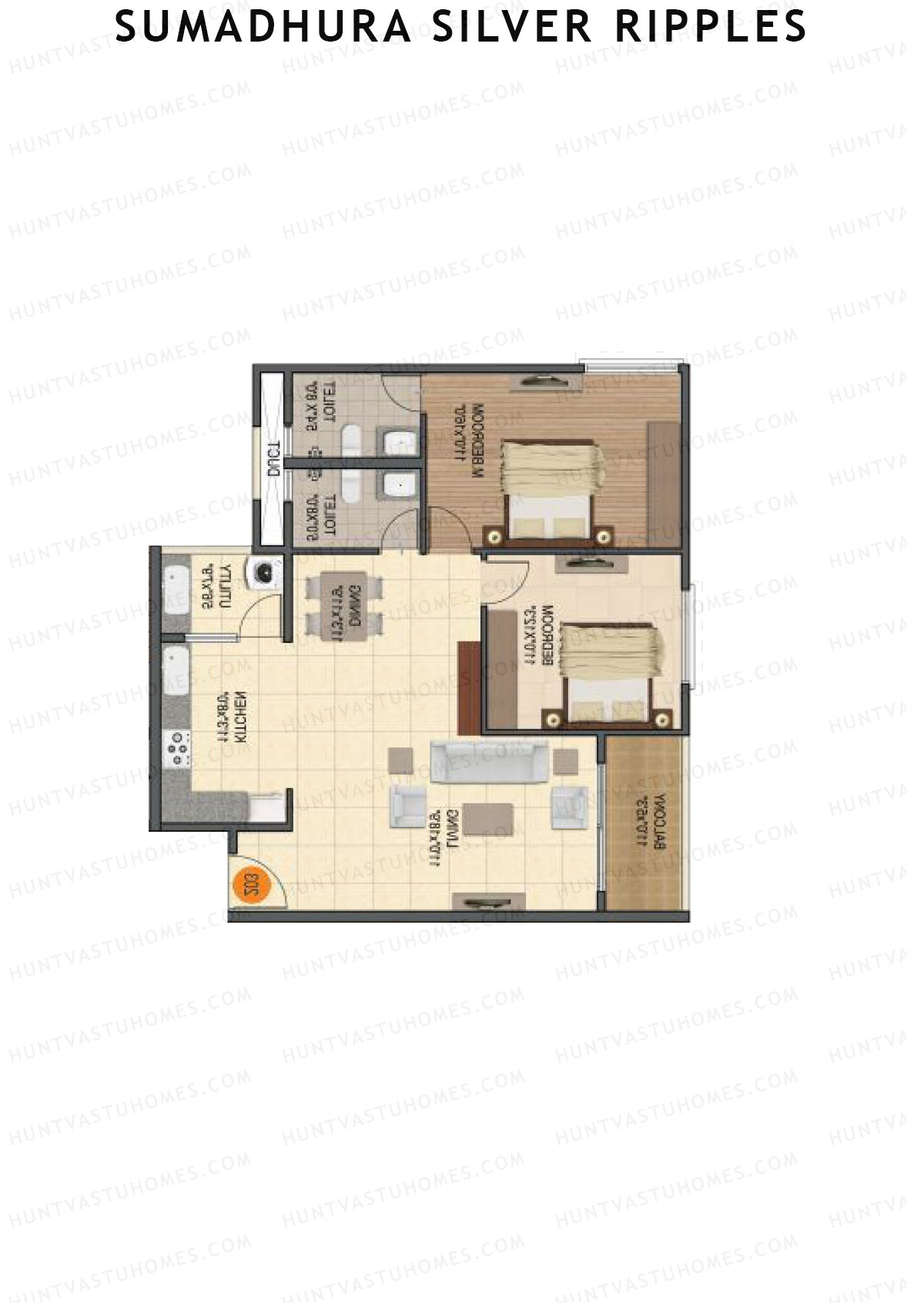 Sumadhura Silver Ripples, Block H, Unit 2, 2BHK, Super Area 1285   sq ft 