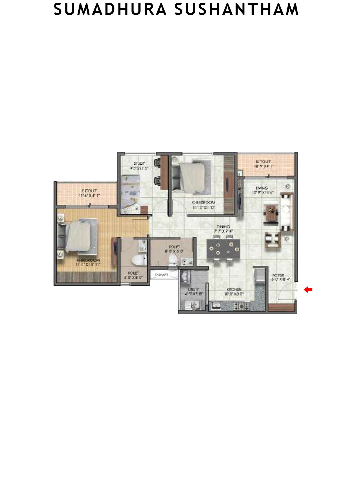 Sumadhura Sushantham Wing A Unit 4 Floor Plan