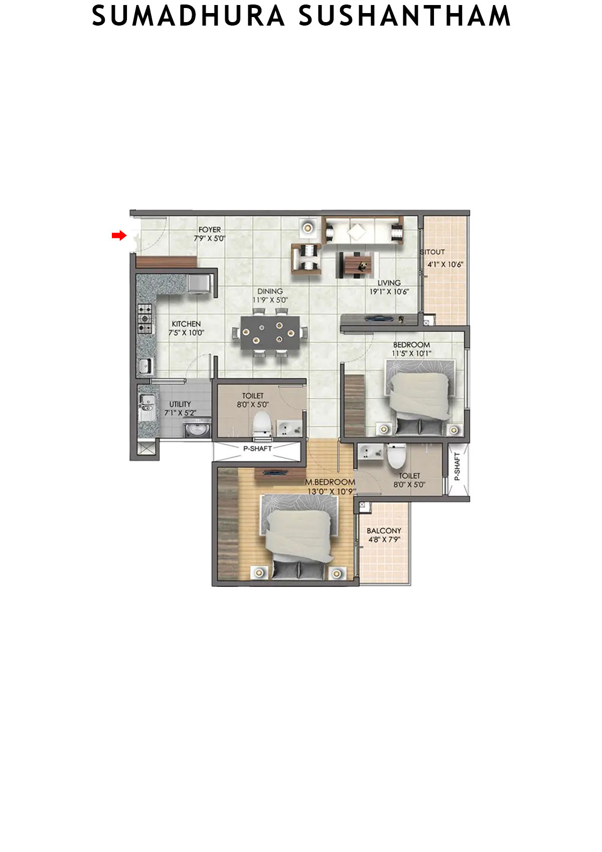 Sumadhura Sushantham Wing A Unit 8 Floor Plan