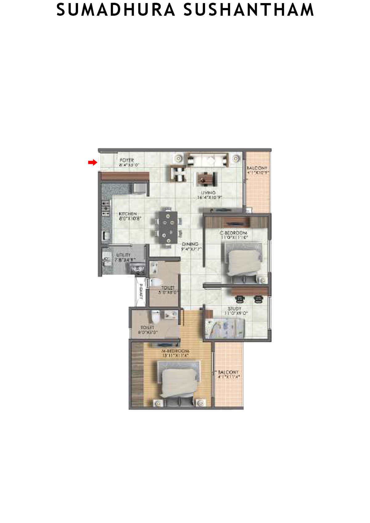 Sumadhura Sushantham Wing C Unit 3 Floor Plan