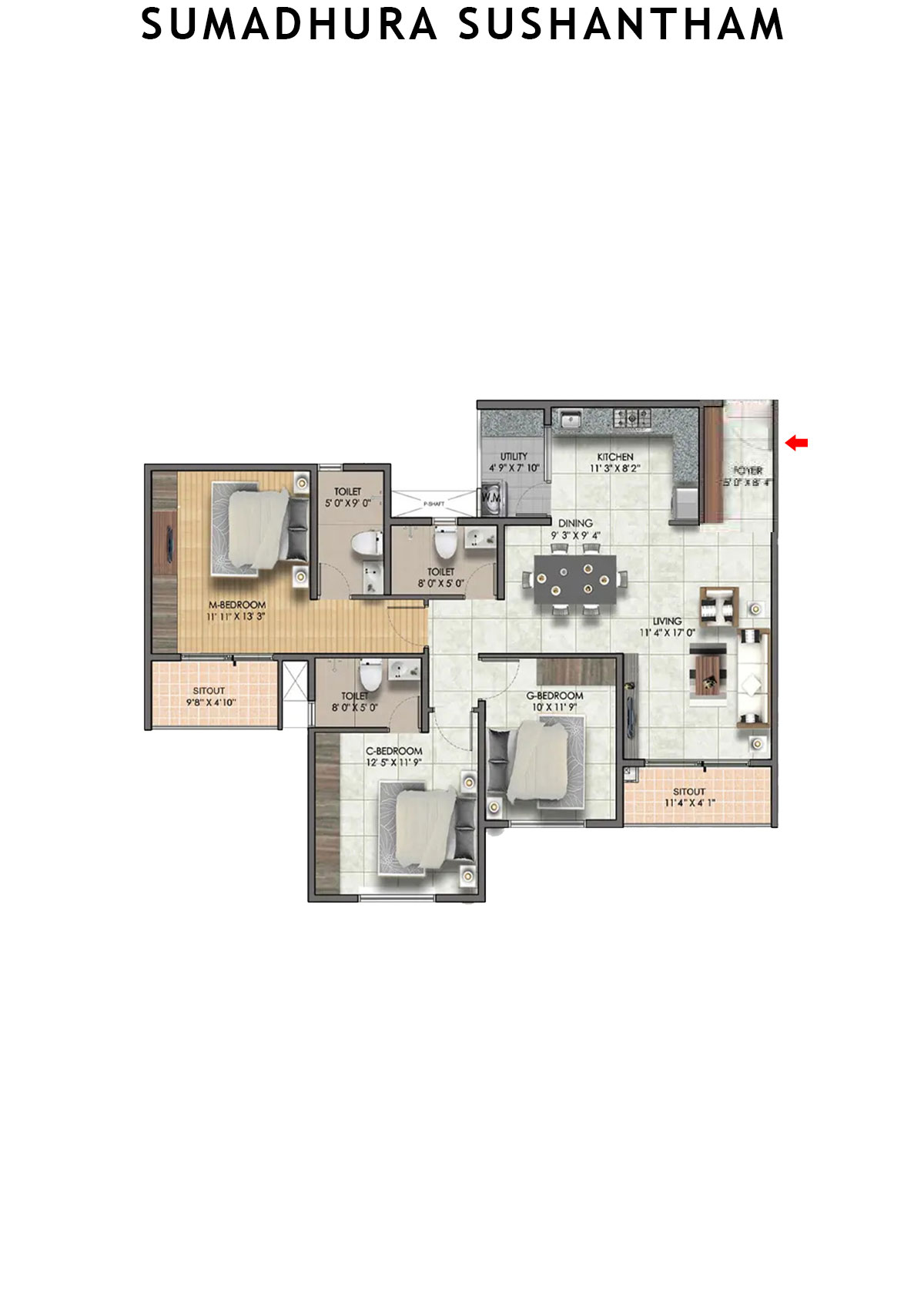 Sumadhura Sushantham Wing D Unit 2 Floor Plan