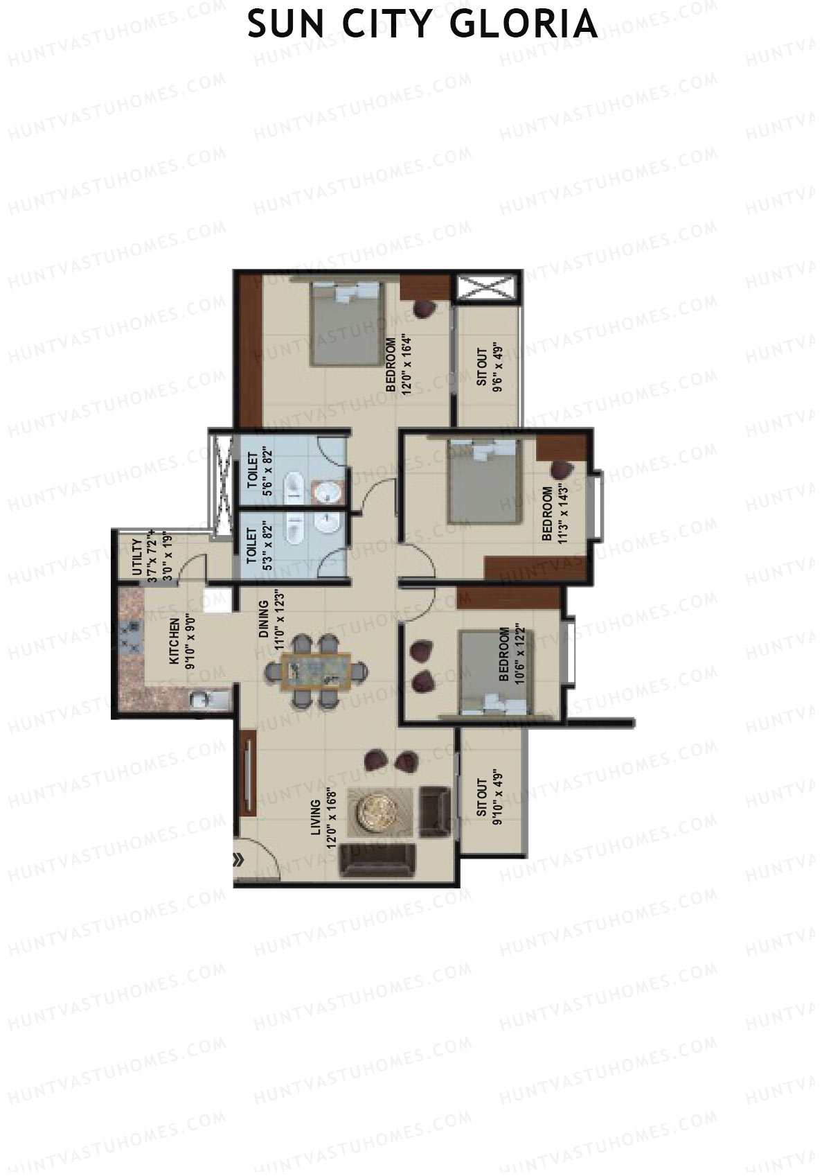 Sun City Gloria Block 2 Wing B Unit 11 Floor Plan
