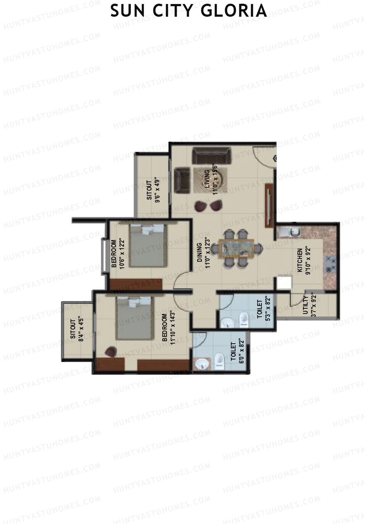Sun City Gloria Block 2 Wing B Unit 12 Floor Plan
