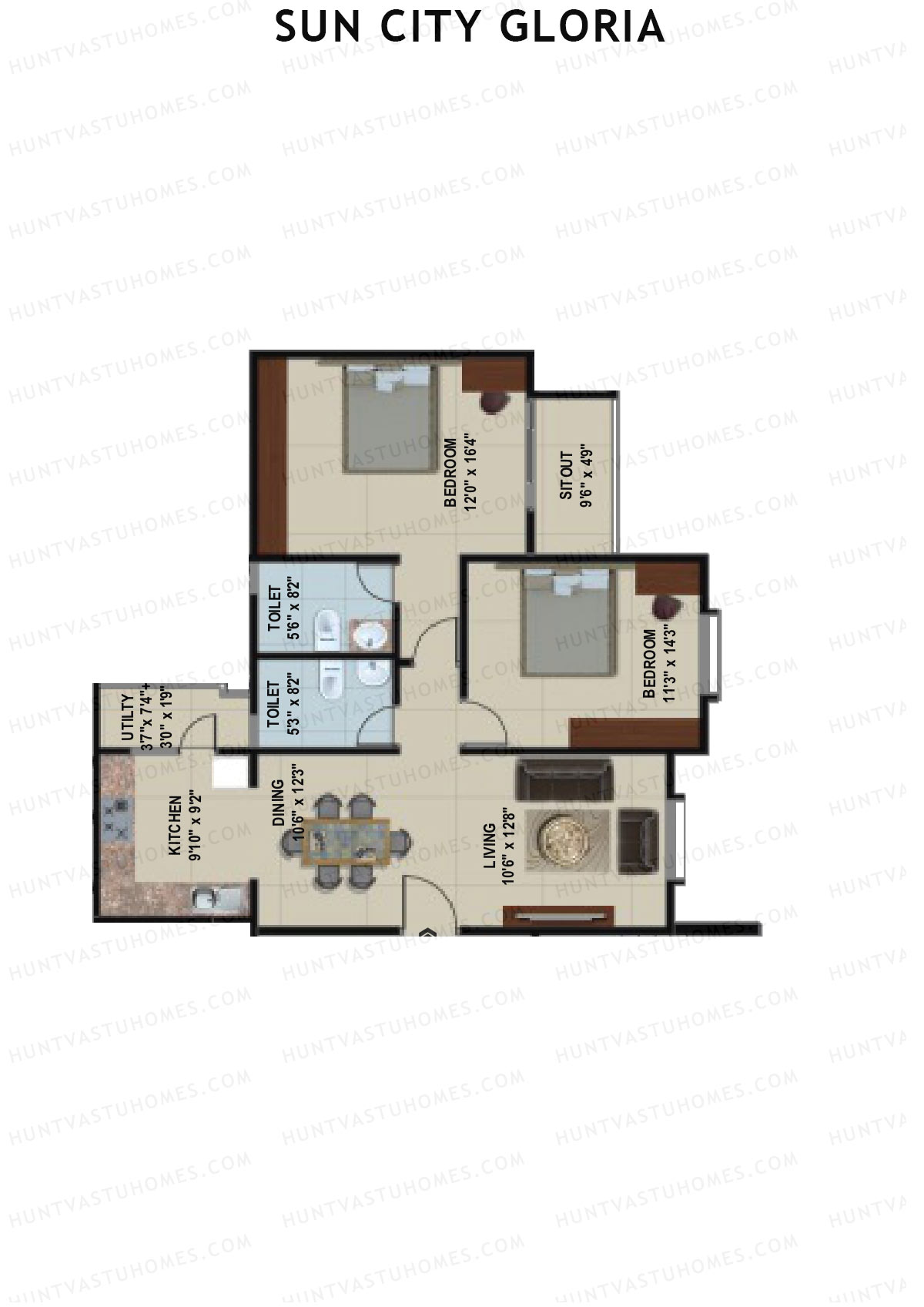Sun City Gloria Block 2 Wing B Unit 5 Floor Plan