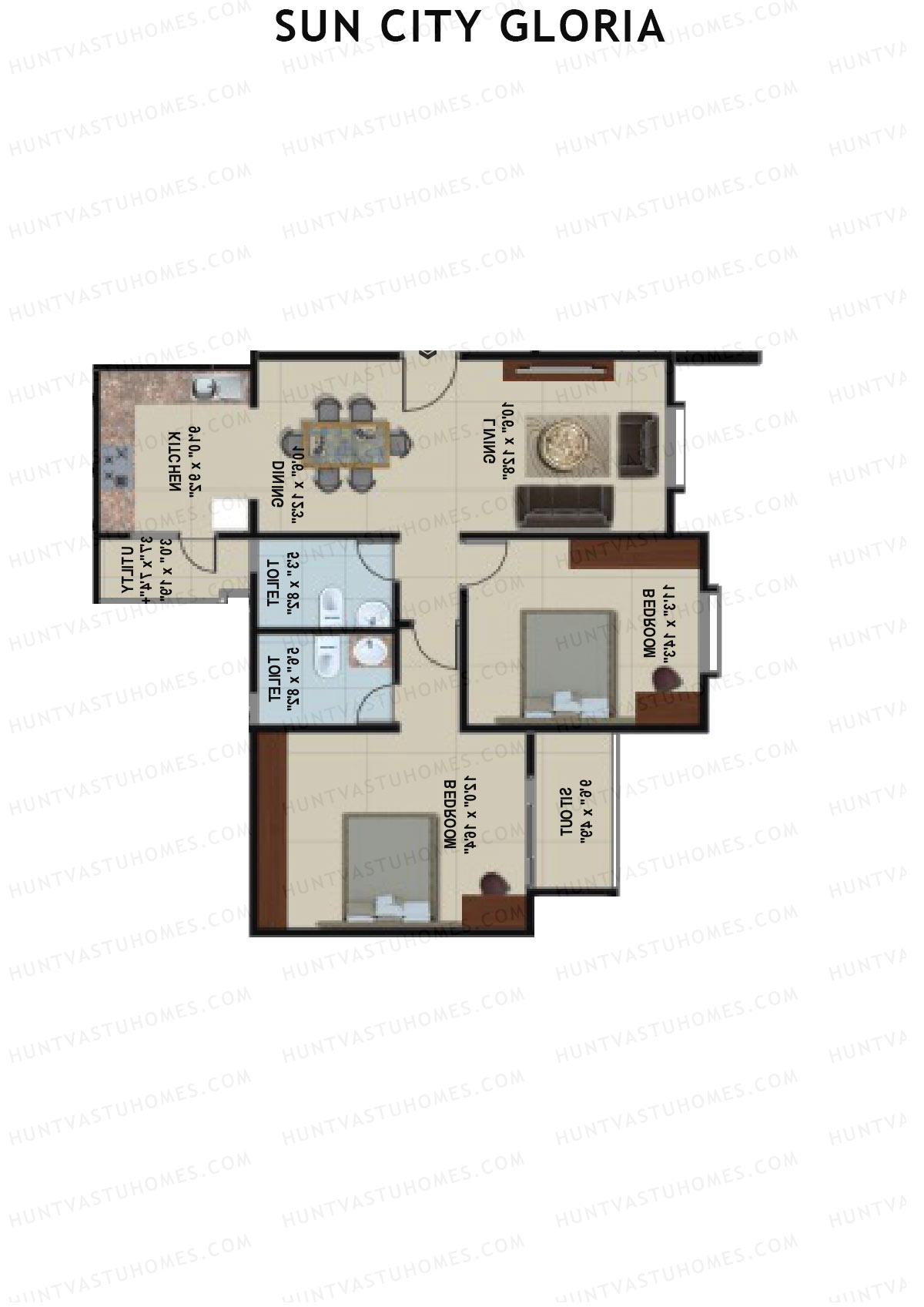 Sun City Gloria Block 2 Wing B Unit 8 Floor Plan