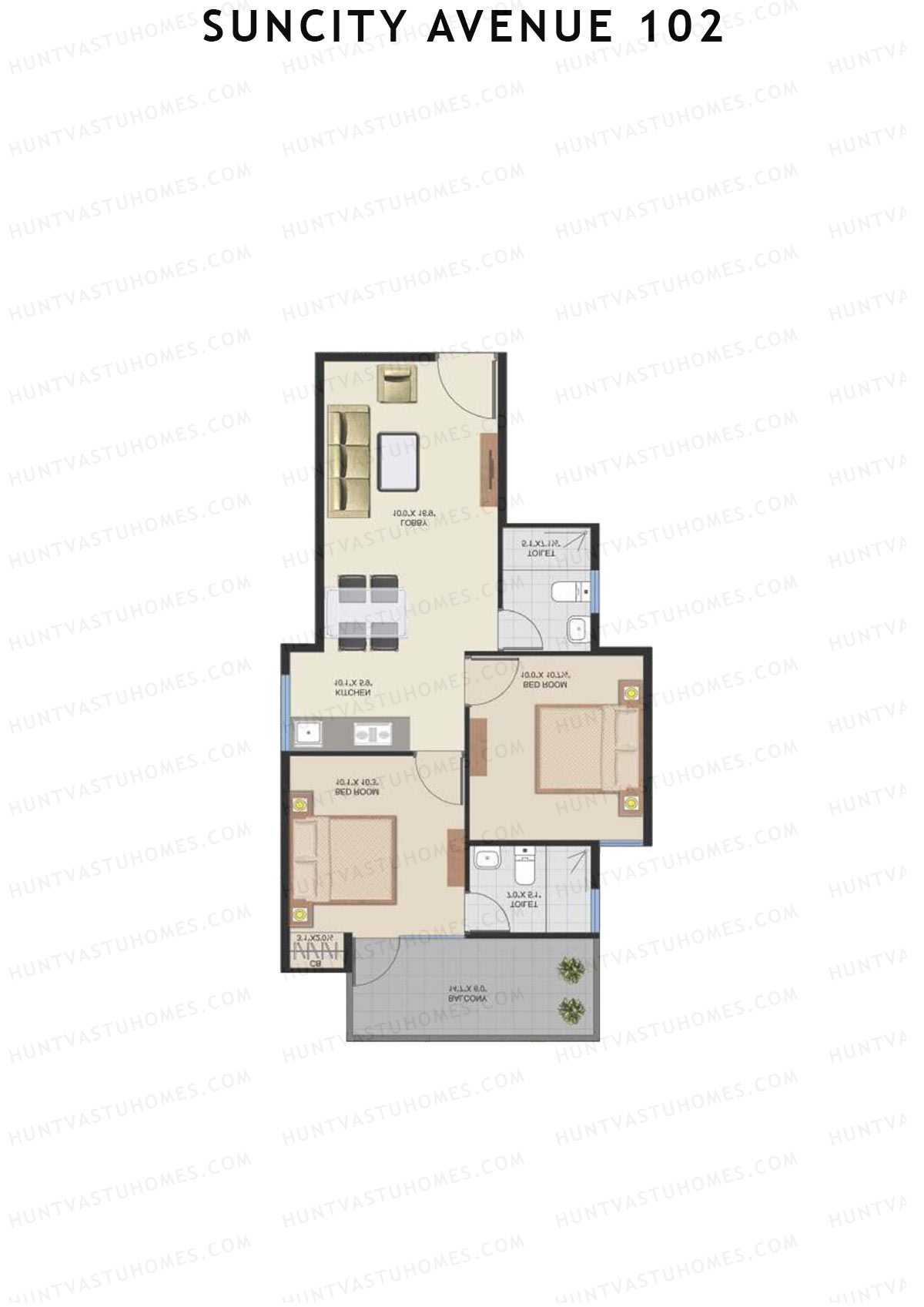 Suncity Avenue 102 Block A Unit 1 (Type 2) Floor Plan