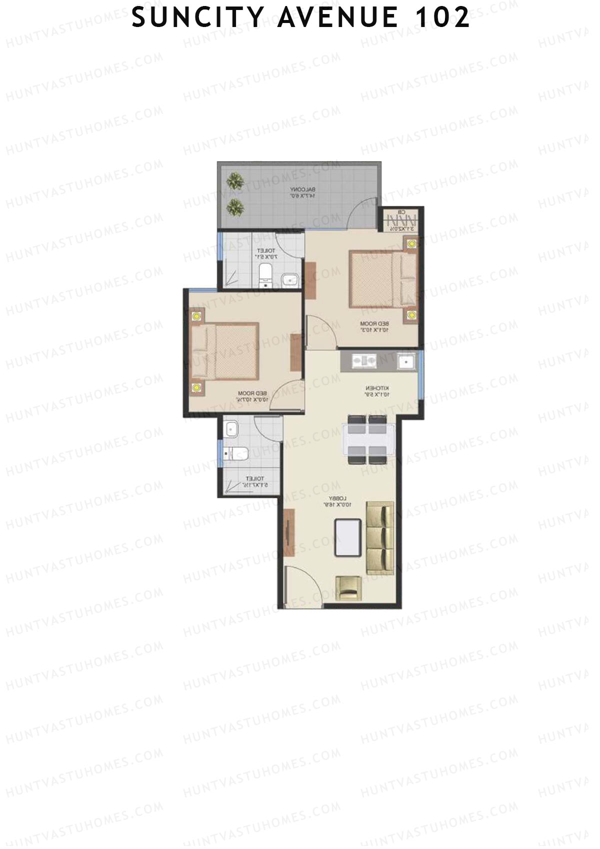 Suncity Avenue 102 Block A Unit 5 (Type 2) Floor Plan