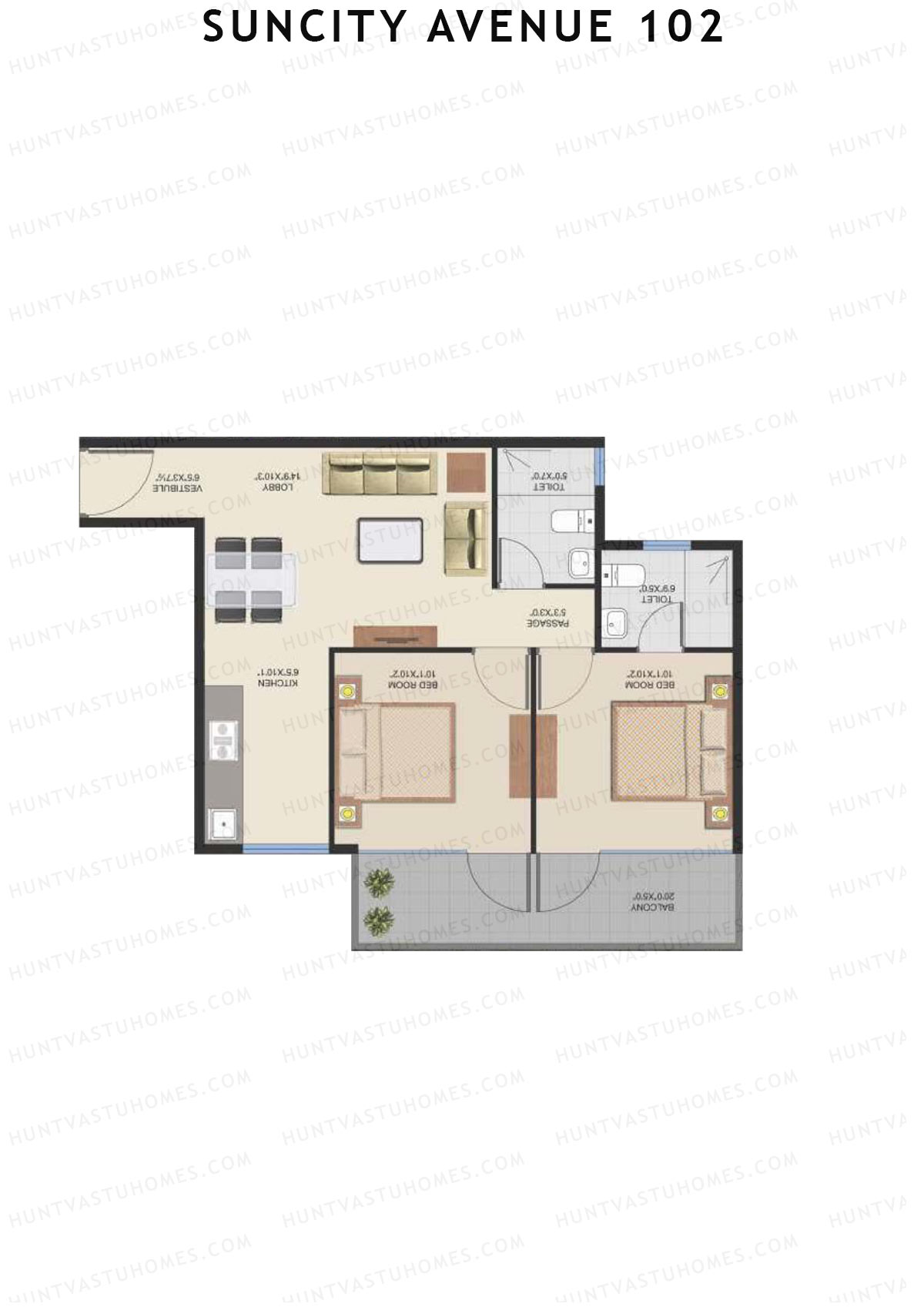 Suncity Avenue 102 Block A Unit 7 (Type 1) Floor Plan