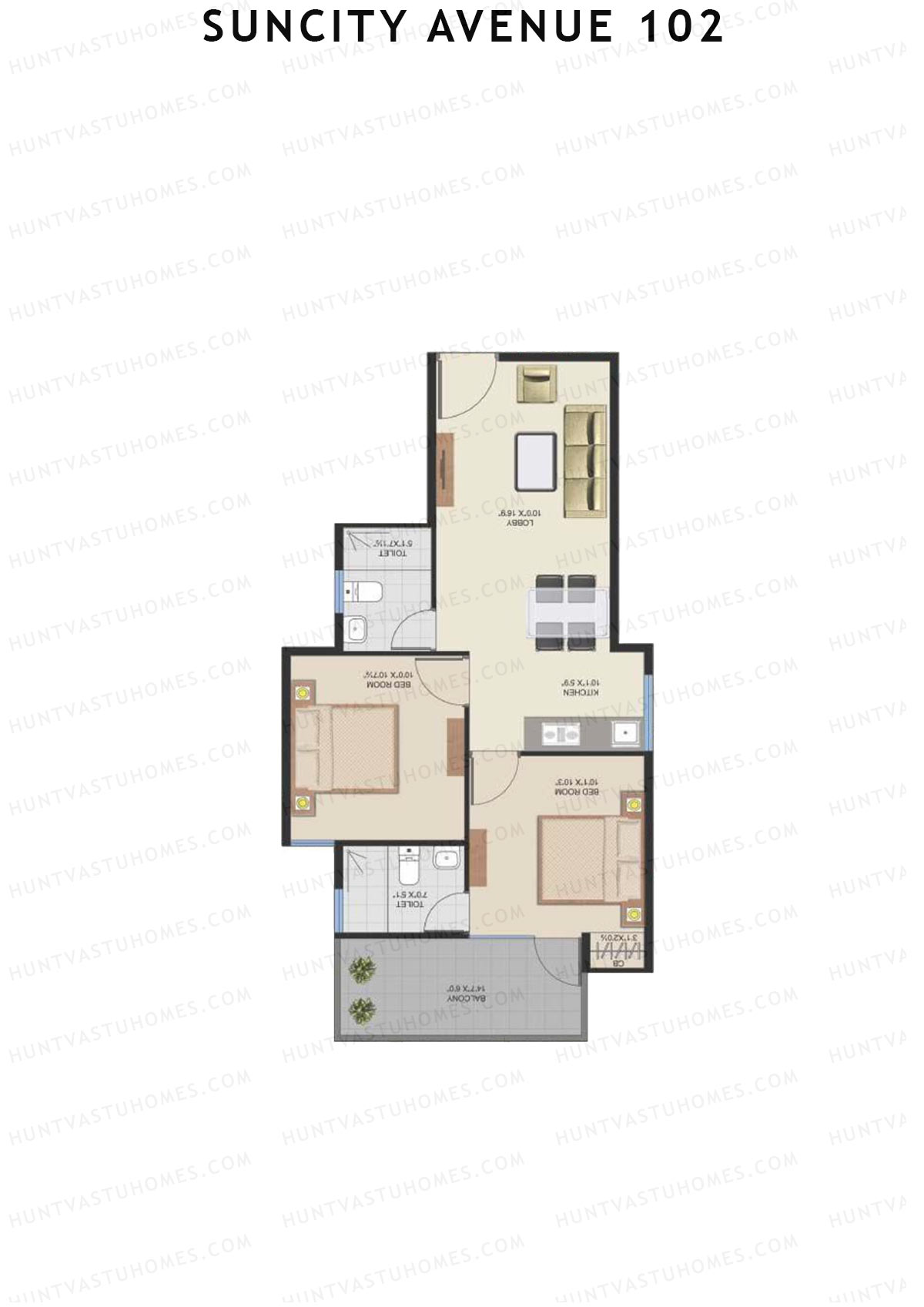 Suncity Avenue 102 Block A Unit 8 (Type 2) Floor Plan