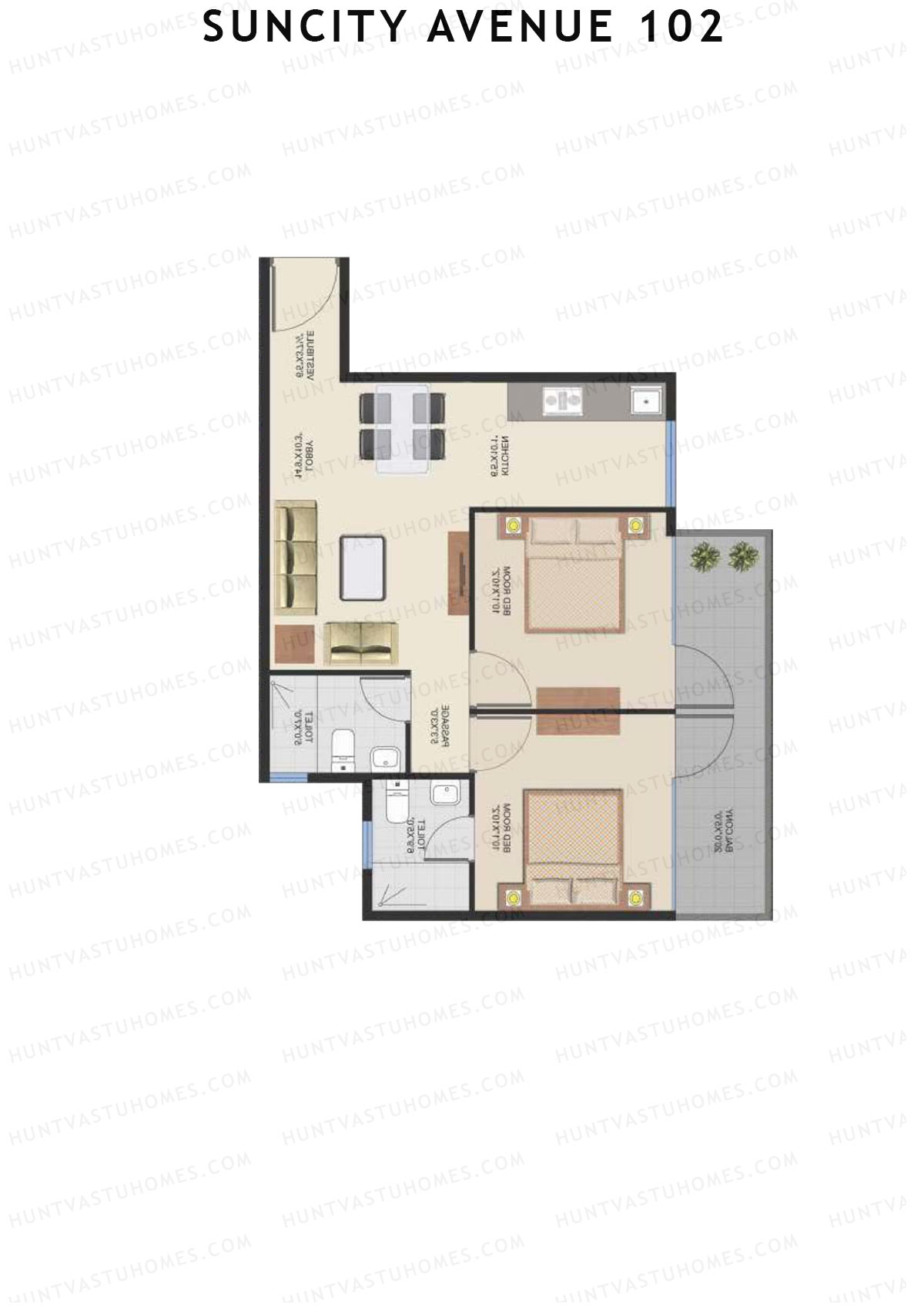 Suncity Avenue 102 Block B Unit 6 (Type 1) Floor Plan