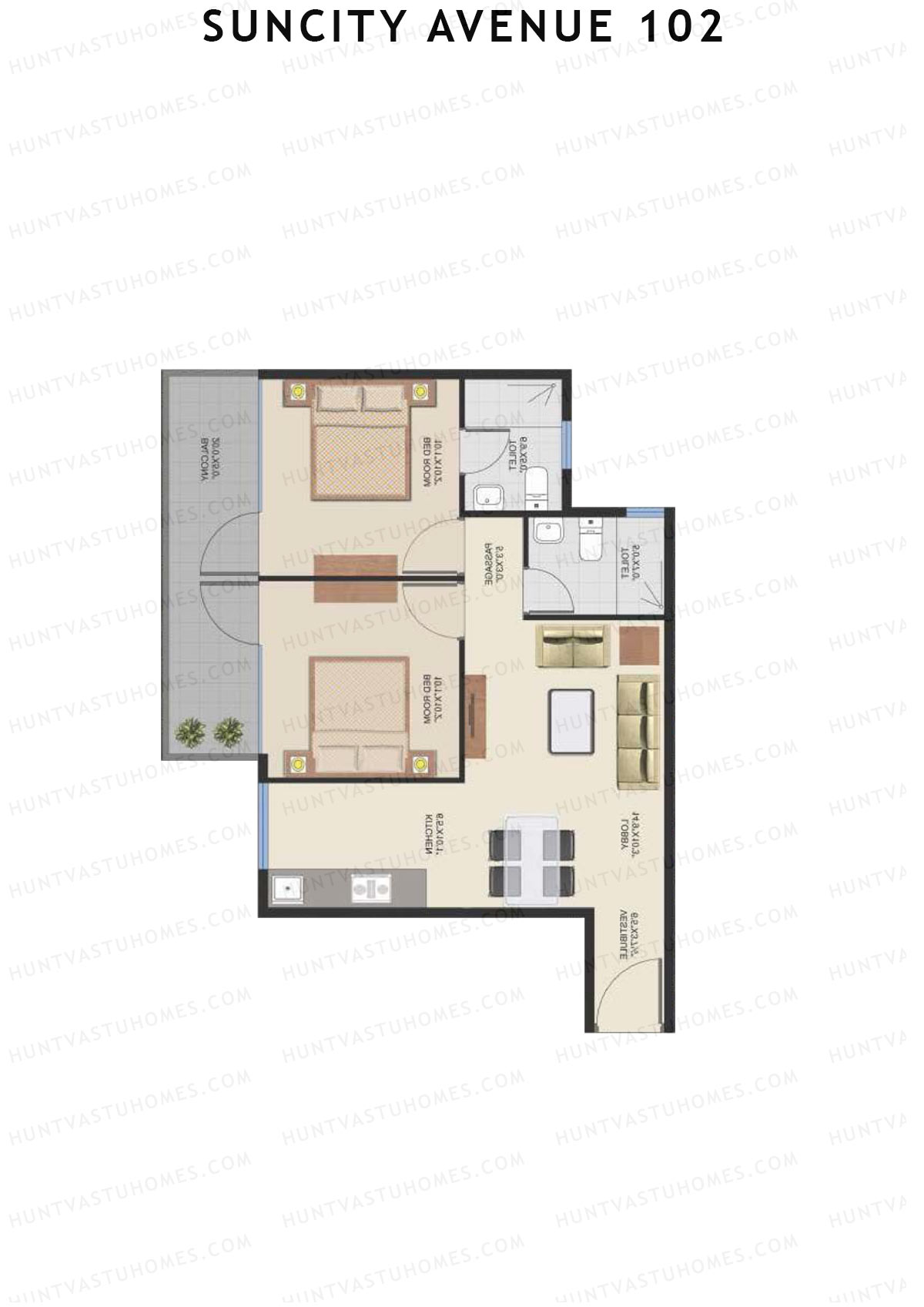 Suncity Avenue 102 Block C Unit 2 (Type 1) Floor Plan