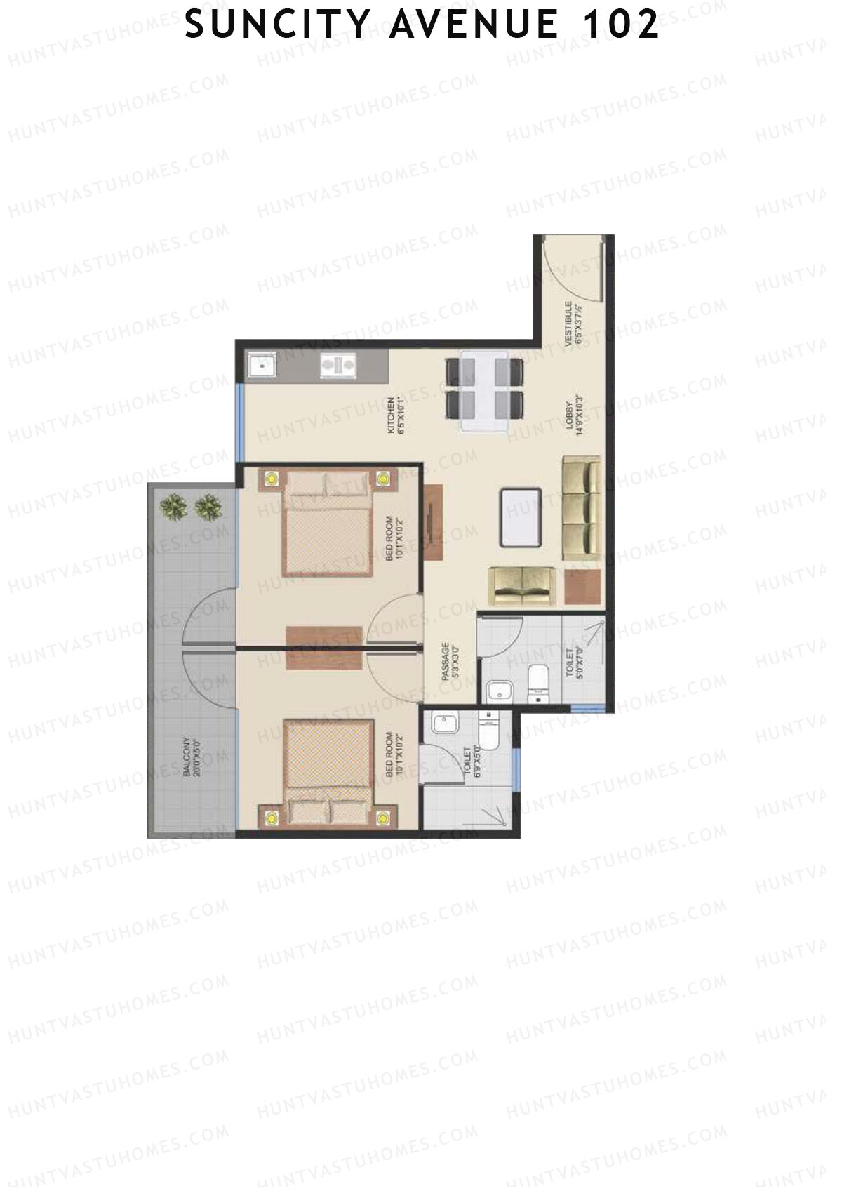 Suncity Avenue 102 Block D Unit 7 (Type 1) Floor Plan