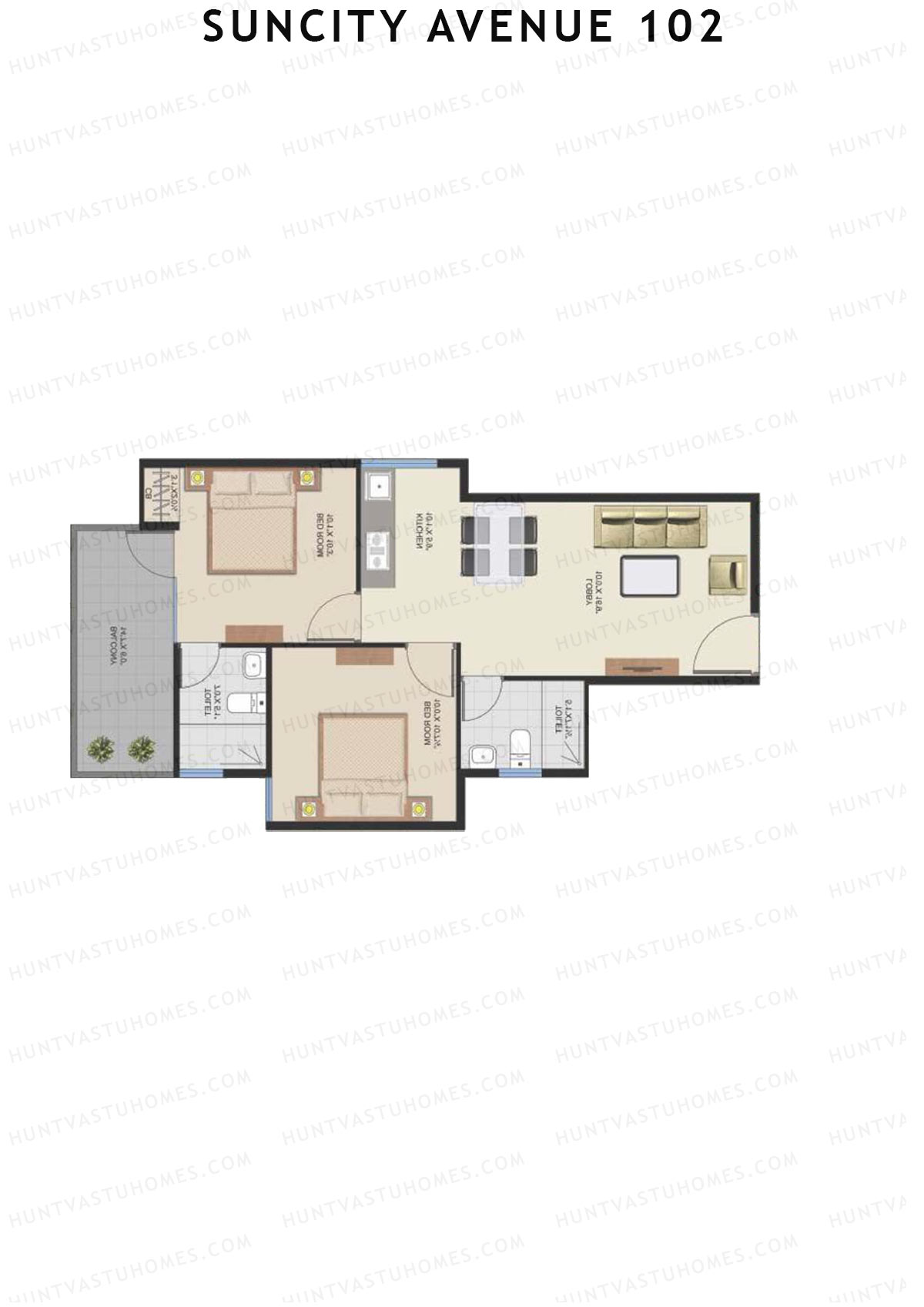 Suncity Avenue 102 Block E Unit 1 (Type 2) Floor Plan