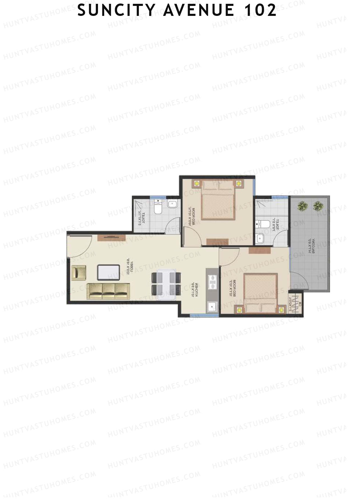 Suncity Avenue 102 Block G Unit 5 (Type 2) Floor Plan