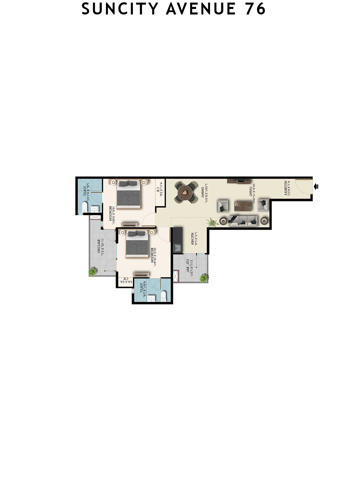 Suncity Avenue 76 Tower A1 Unit 2 (Type 1) Floor Plan