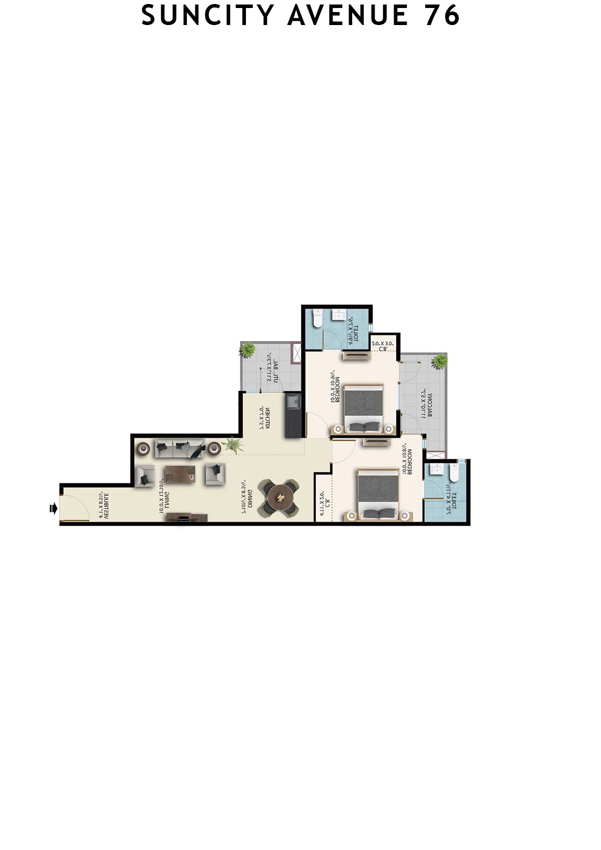 Suncity Avenue 76 Tower A1 Unit 6 (Type 1) Floor Plan