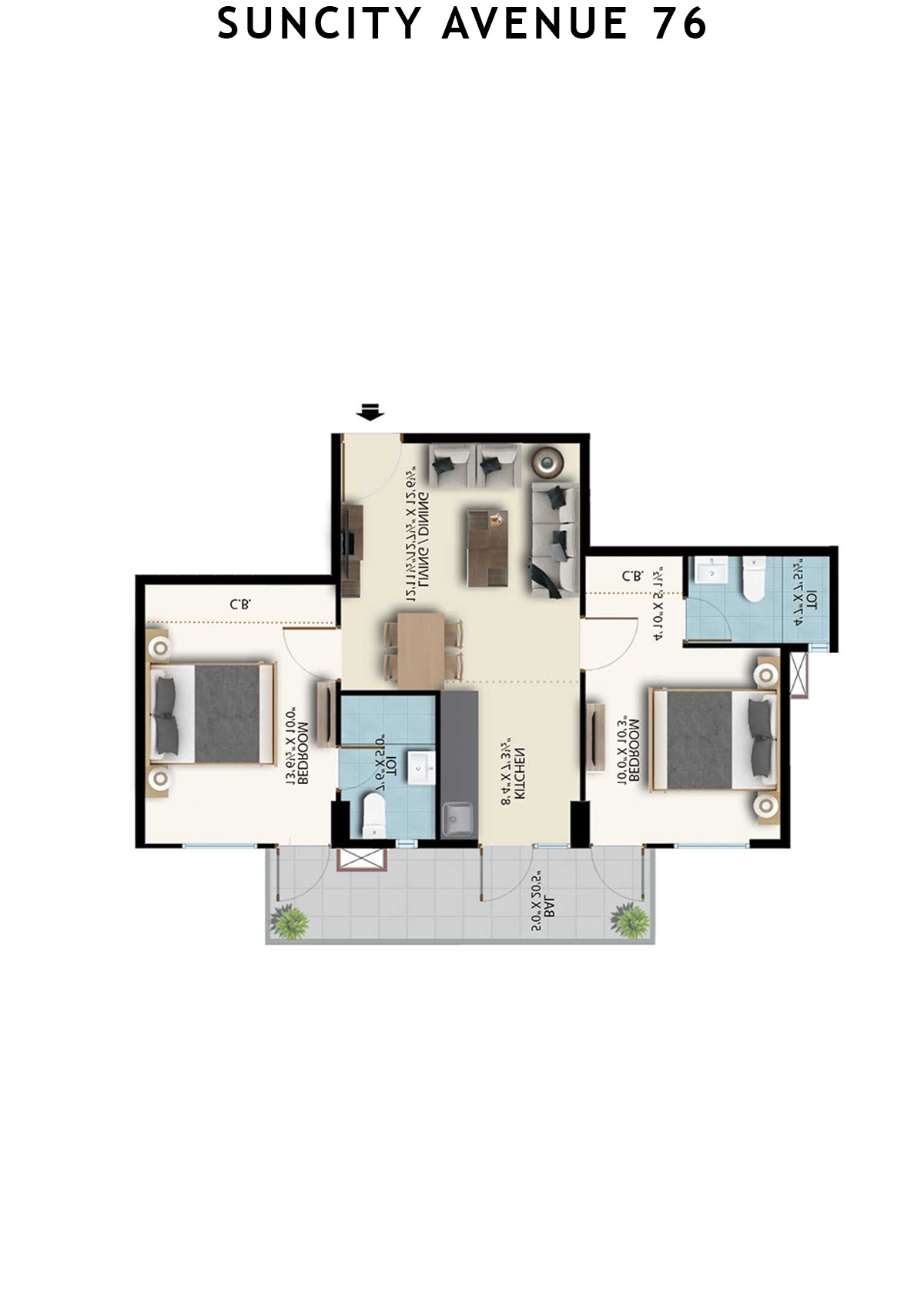 Suncity Avenue 76 Tower A1 Unit 8 (Type 2) Floor Plan