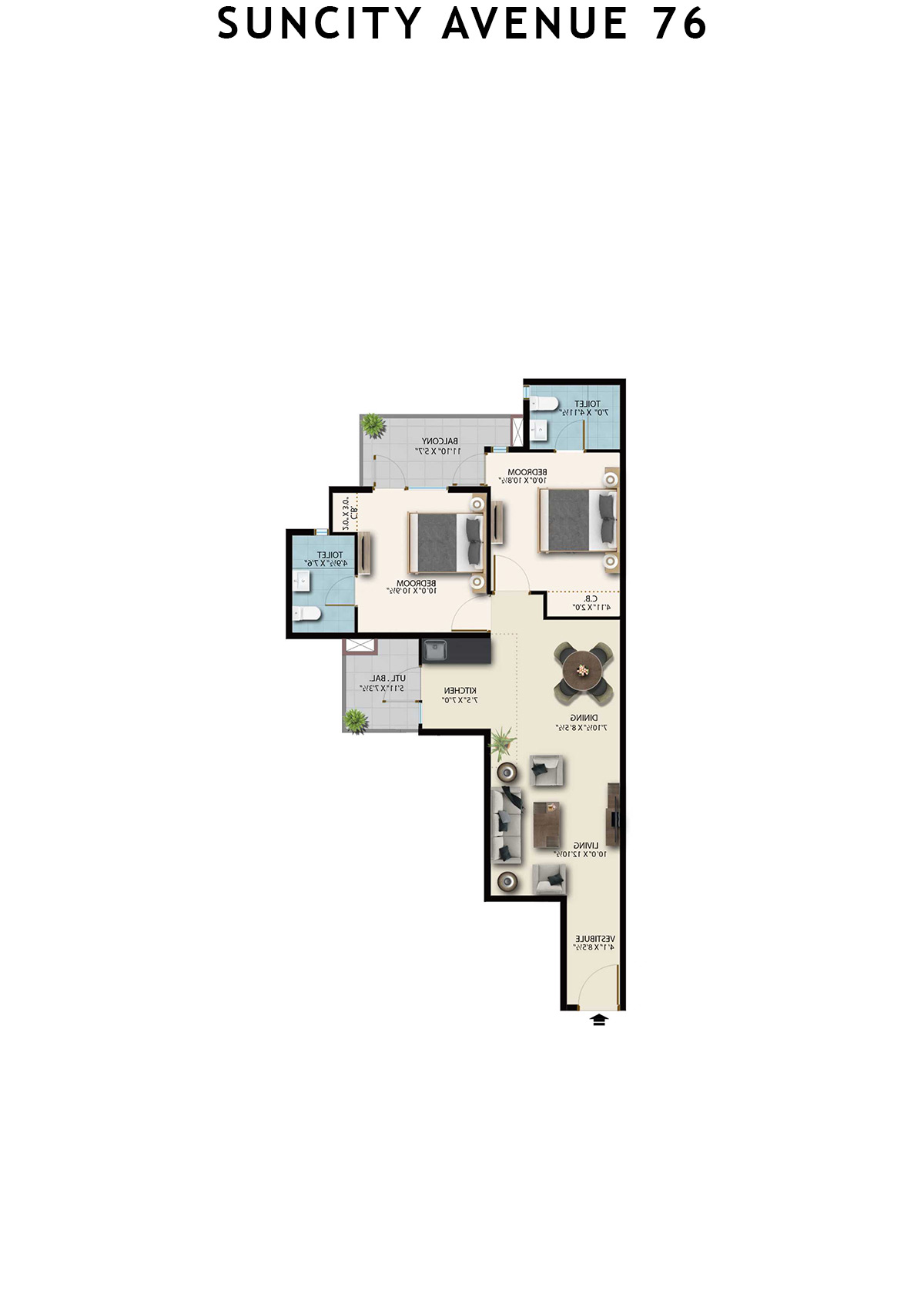 Suncity Avenue 76 Tower B1 Unit 2 (Type 1) Floor Plan