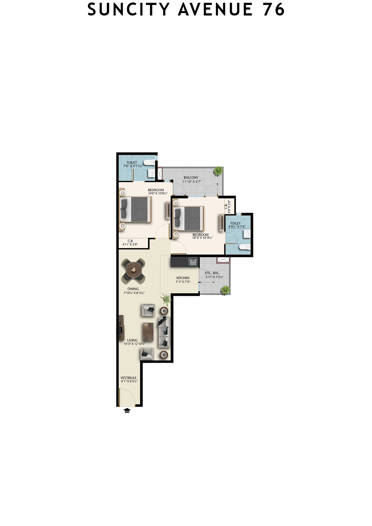 Suncity Avenue 76 Tower B1 Unit 3 (Type 1) Floor Plan