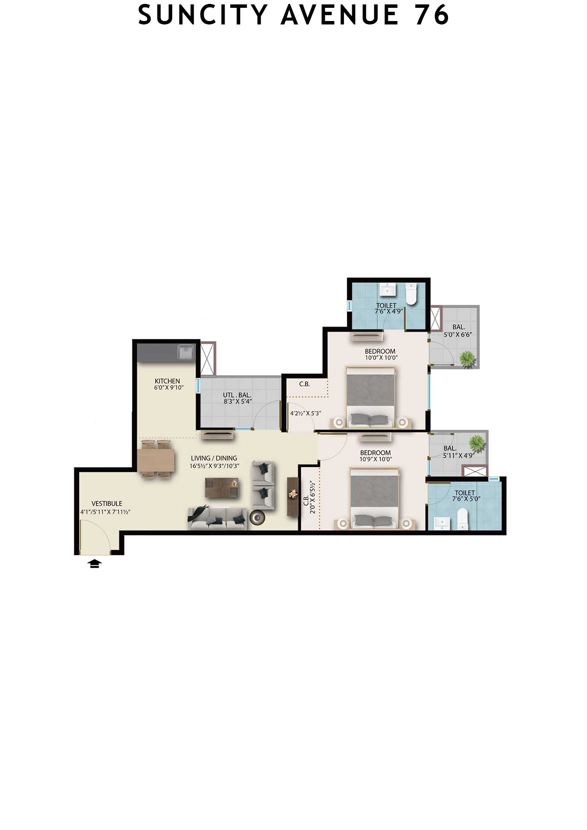 Suncity Avenue 76 Tower B1 Unit 4 (Type 3) Floor Plan