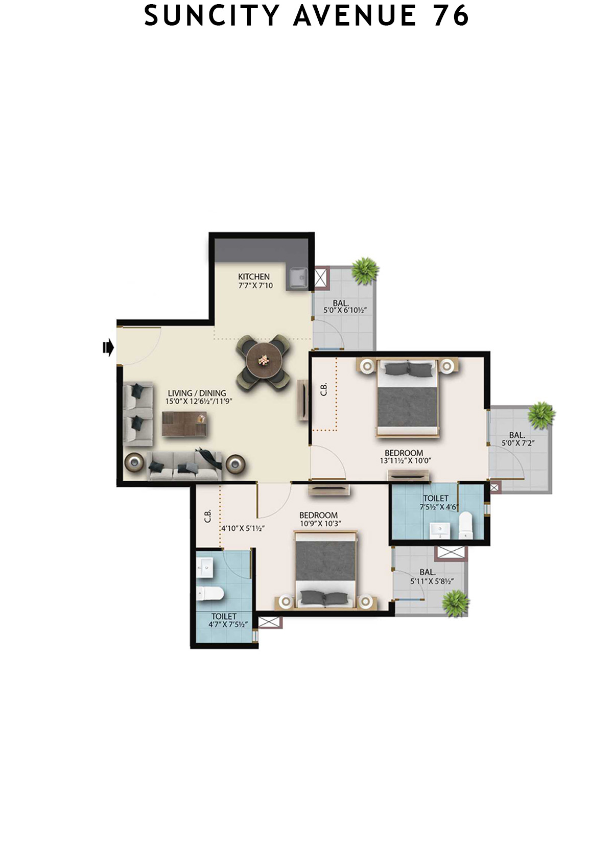 Suncity Avenue 76 Tower B1 Unit 6 (Type 5) Floor Plan