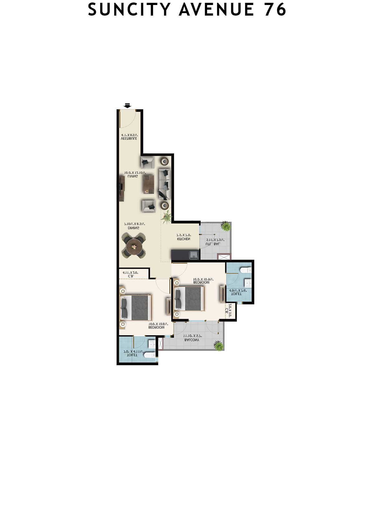 Suncity Avenue 76 Tower B1 Unit 7 (Type 1) Floor Plan