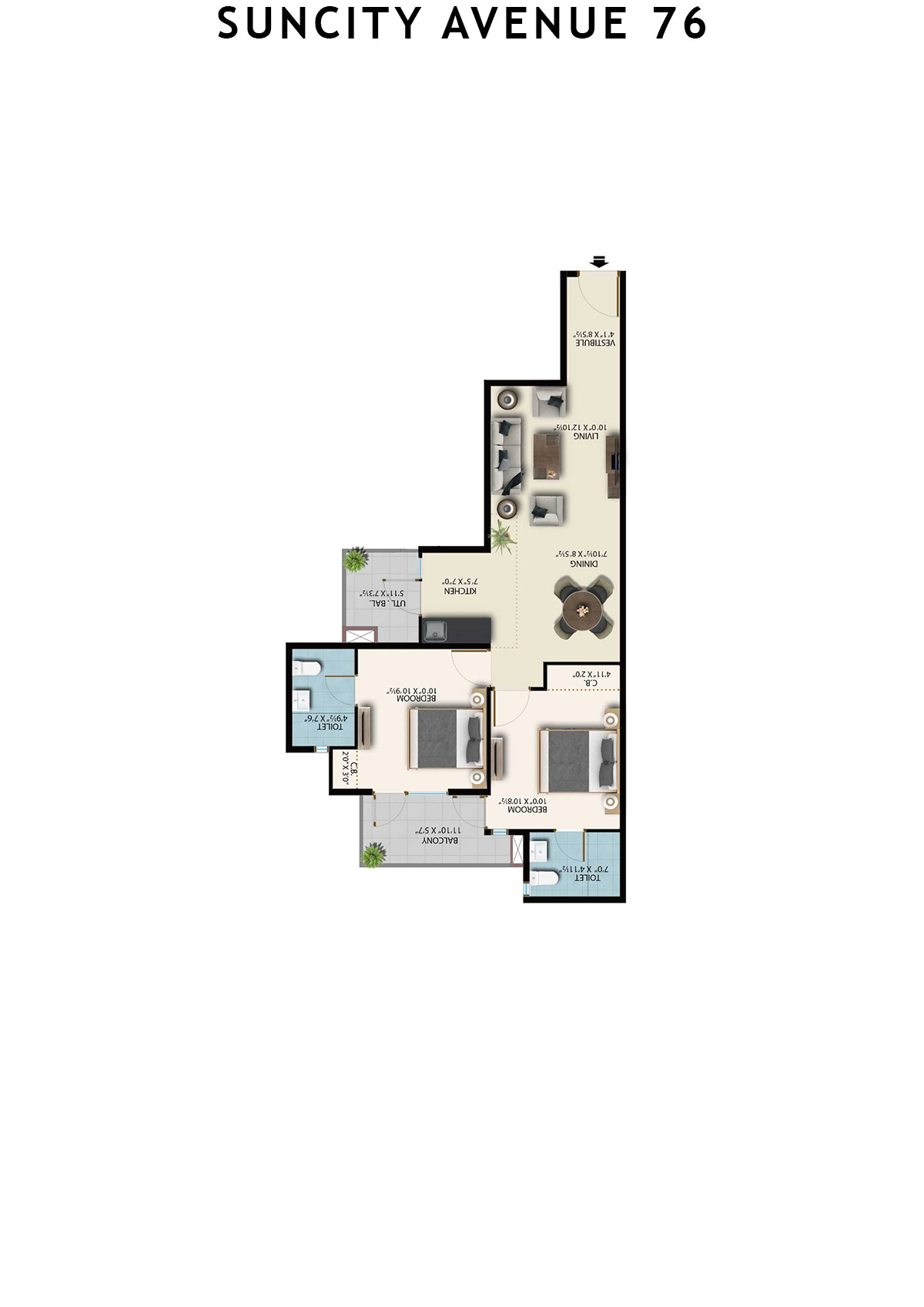 Suncity Avenue 76 Tower B1 Unit 8 (Type 1) Floor Plan