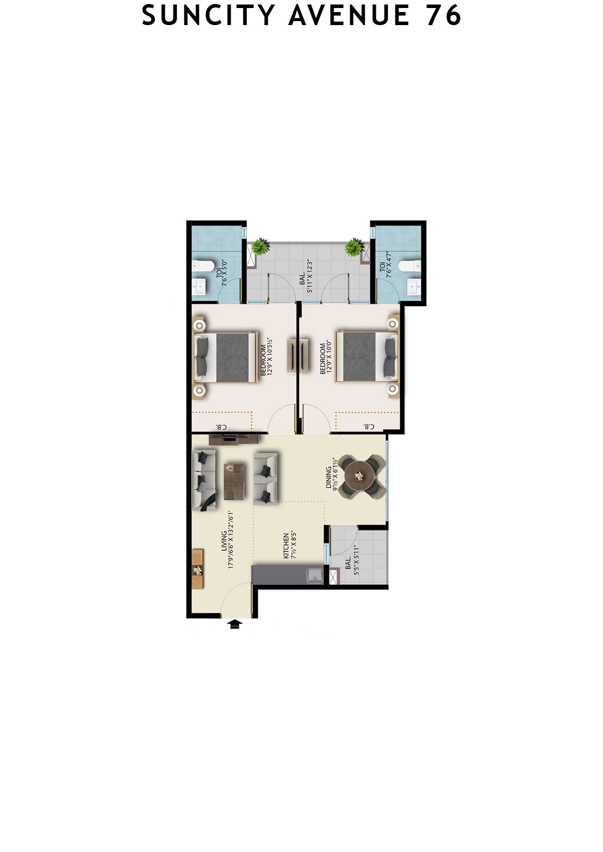 Suncity Avenue 76 Tower B5 Unit 5 (Type 4) Floor Plan