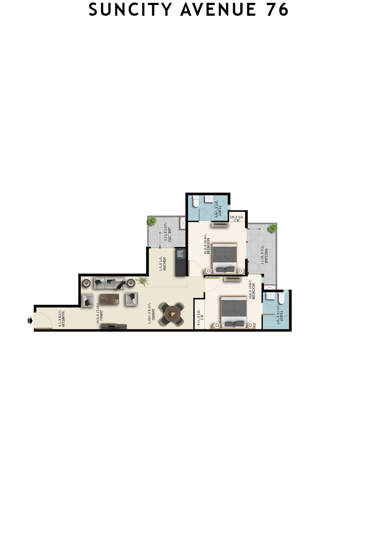 Suncity Avenue 76 Tower B5 Unit 7 (Type 1) Floor Plan