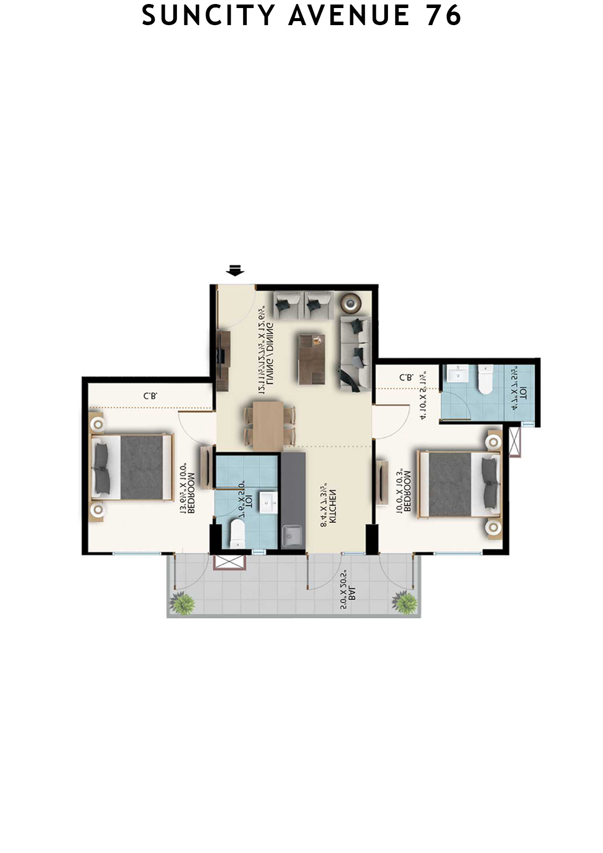 Suncity Avenue 76 Tower B5 Unit 9 (Type 2) Floor Plan