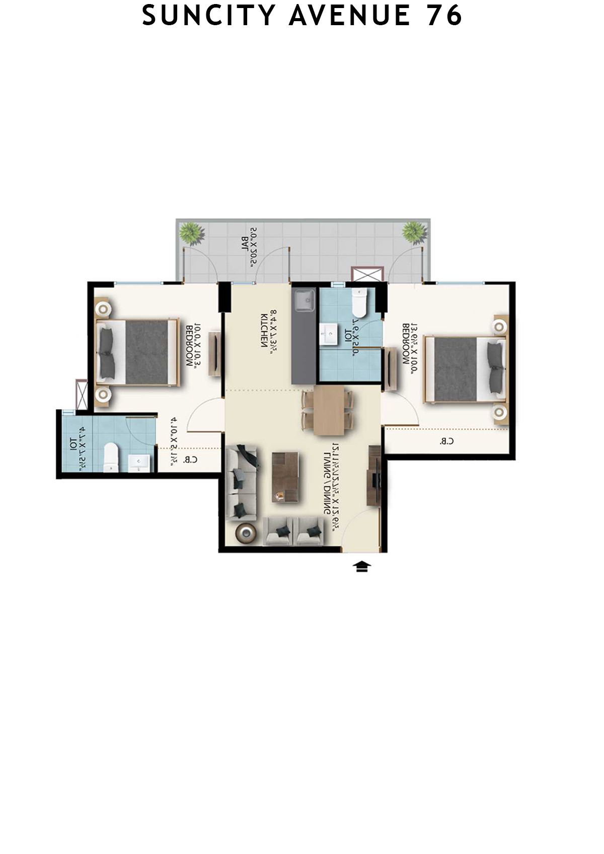 Suncity Avenue 76 Tower B6 Unit 8 (Type 2) Floor Plan
