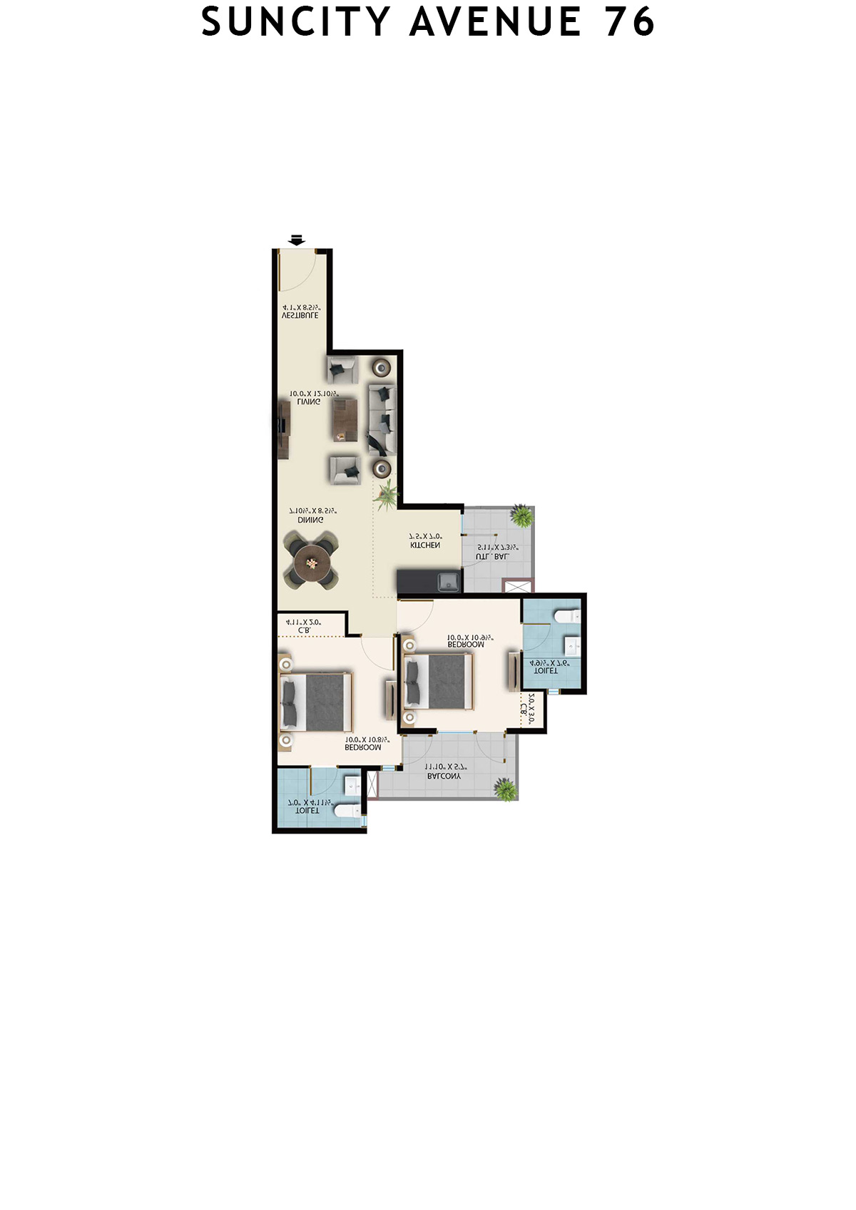 Suncity Avenue 76 Tower C2 Unit 2 (Type 1) Floor Plan