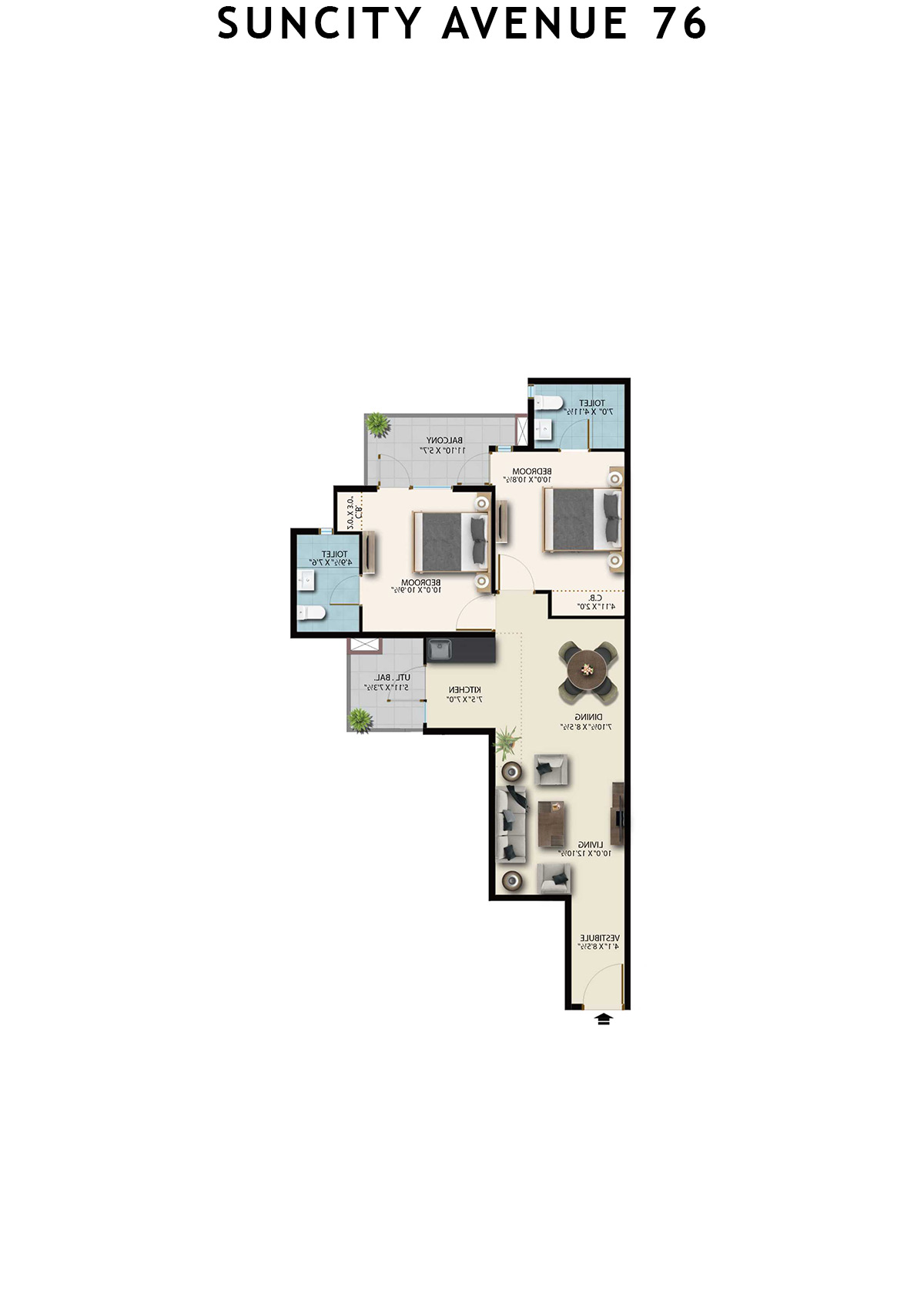 Suncity Avenue 76 Tower C2 Unit 6 (Type 1) Floor Plan