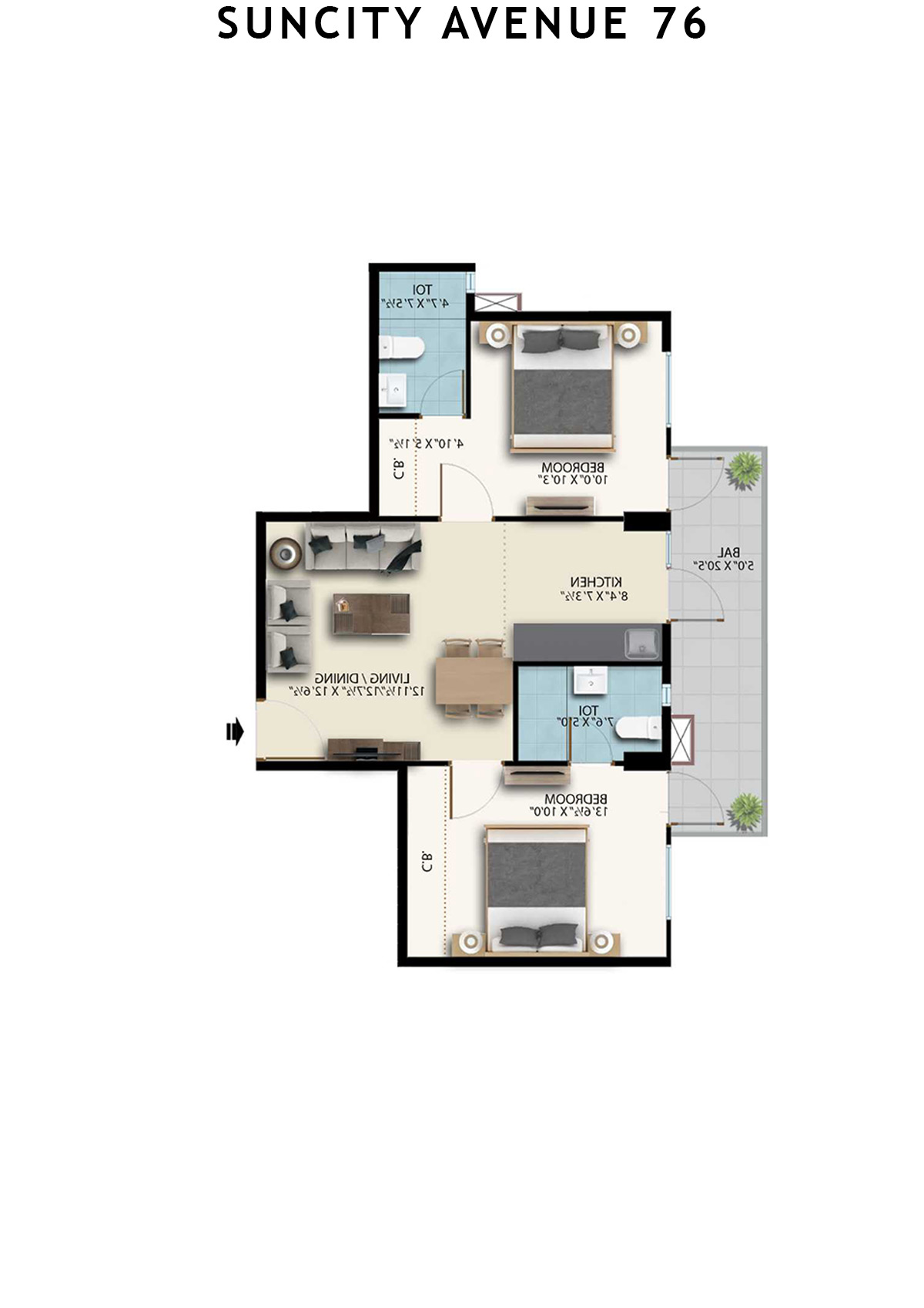 Suncity Avenue 76 Tower C2 Unit 8 (Type 2) Floor Plan